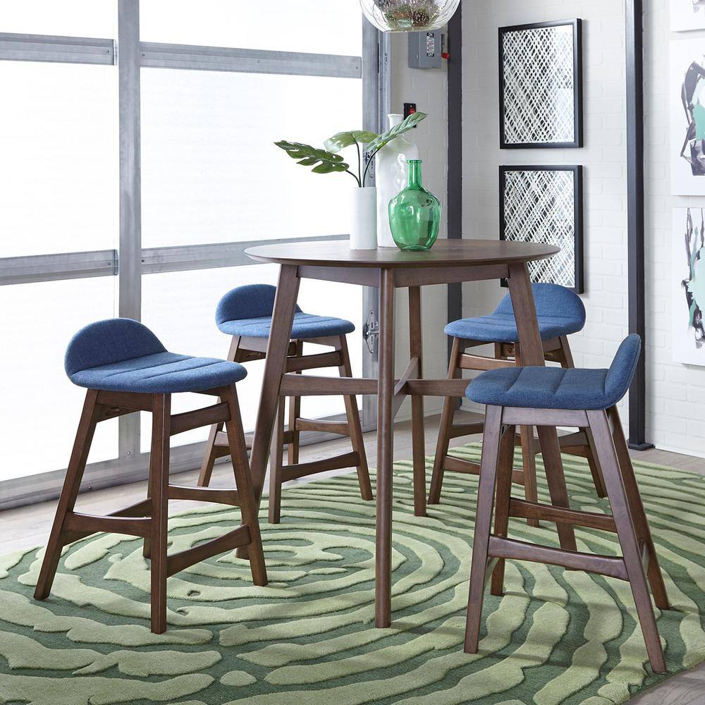 Alt View 4. Liberty Furniture Industries - Space Savers 24 Inch Counter Chair - Blue (RTA) in Satin Walnut - Brown.