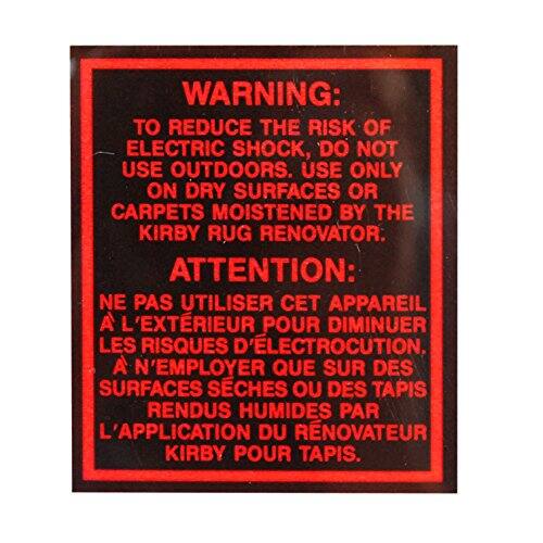 **WARNING:**

TO REDUCE THE RISK OF ELECTRIC SHOCK, DO NOT USE OUTDOORS. USE ONLY ON DRY SURFACES OR CARPETS MOISTENED BY THE KIRBY RUG RENOVATOR.

**ATTENTION:**

NE PAS UTILISER CET APPAREIL À L'EXTÉRIEUR POUR DIMINUER LES RISQUES D'ÉLECTROCUTION. À EMPLOYER QUE SUR DES SURFACES SÈCHES OU DES TAPIS RENDUS HUMIDES PAR L'APPLICATION DU RENOVATEUR KIRBY POUR TAPIS.