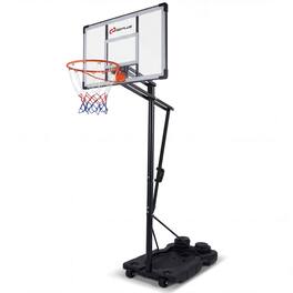 GOPLUS - 10 FT Portable Basketball Hoop with Shock Absorbent Rim, Fillable Base for Adults - Black