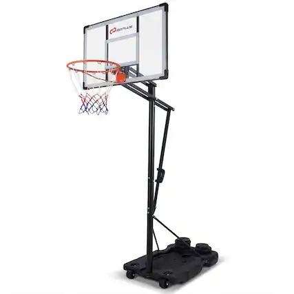 Front. GOPLUS - Goplus 10 FT Portable Basketball Hoop with Shock Absorbent Rim, Fillable Base for Adults - Black.