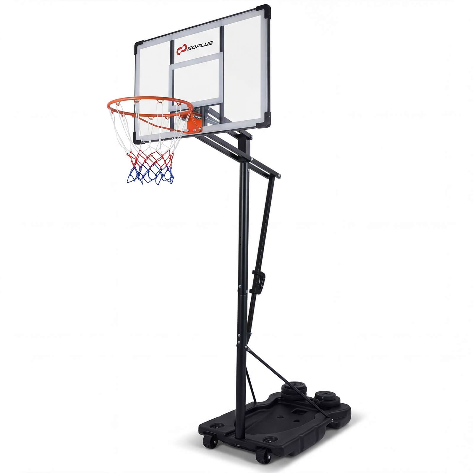 Front. GOPLUS - Goplus 10 FT Portable Basketball Hoop with Shock Absorbent Rim, Fillable Base for Adults - Black.