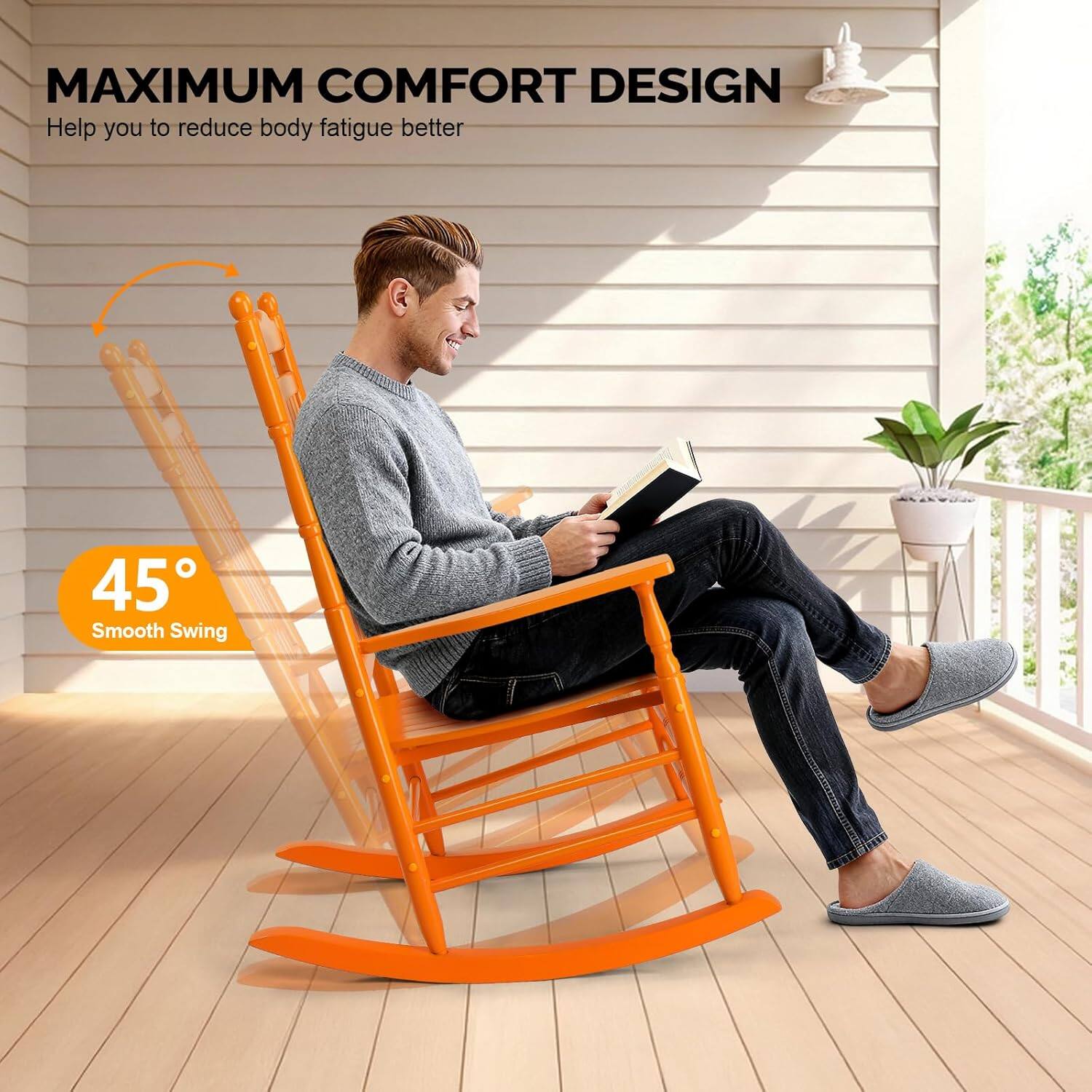 MAXIMUM COMFORT DESIGN  
Help you to reduce body fatigue better  

45°  
Smooth Swing