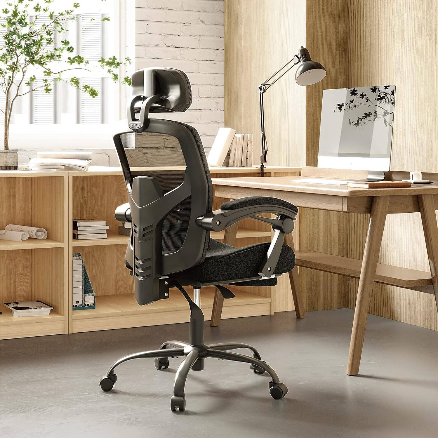 Left. Sweet - Home Office Desk Chair with Footrest, Headrest, Rolling Swivel Reclining Chairs for Home, Office, Gaming - Black.