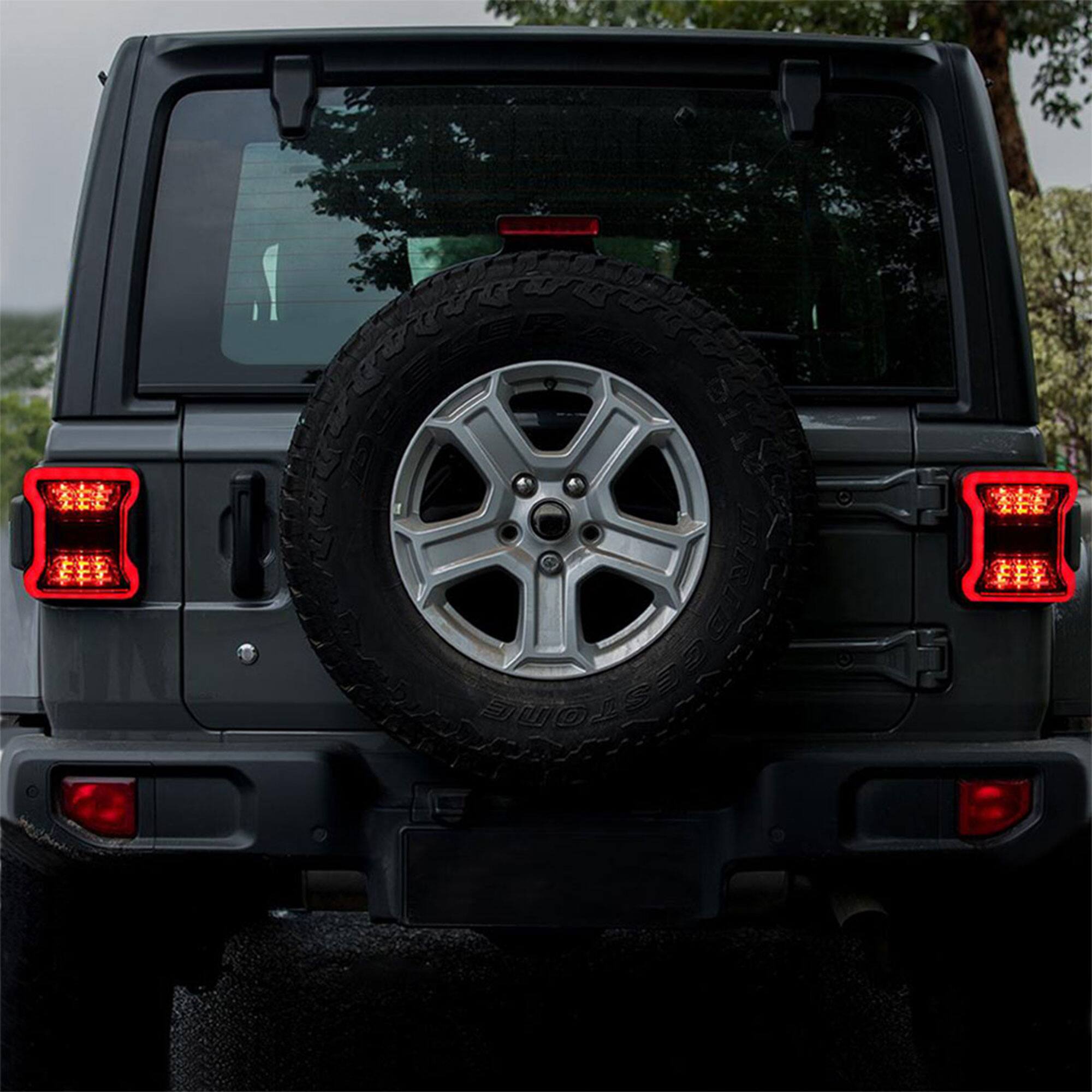 Alt View 8. AMERICAN MODIFIED - AMERICAN MODIFIED Tail Lights for 2018 to 2023 Jeep Wrangler JL Models, Pair - Black.