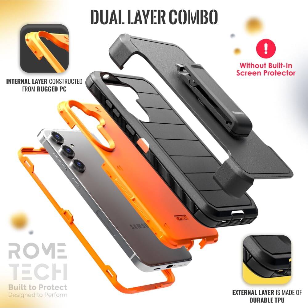 DUAL LAYER COMBO

INTERNAL LAYER CONSTRUCTED FROM RUGGED PC

EXTERNAL LAYER IS MADE OF DURABLE TPU

Without Built-In Screen Protector

ROME TECH
Built to Protect
Designed to Perform