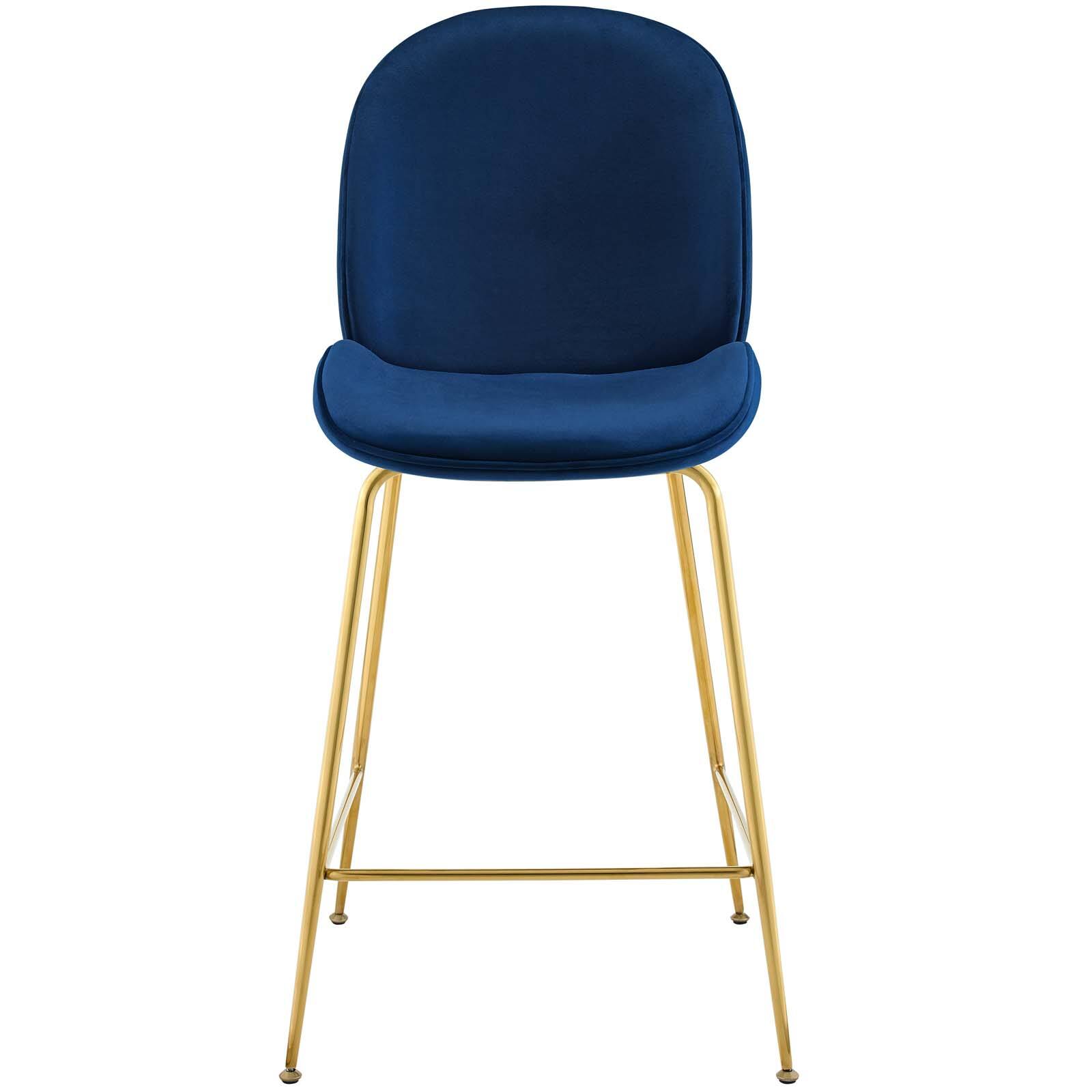 Alt View 2. Modway - Scoop Gold Stainless Steel Leg Performance Velvet Counter Stool by Modway - Navy.