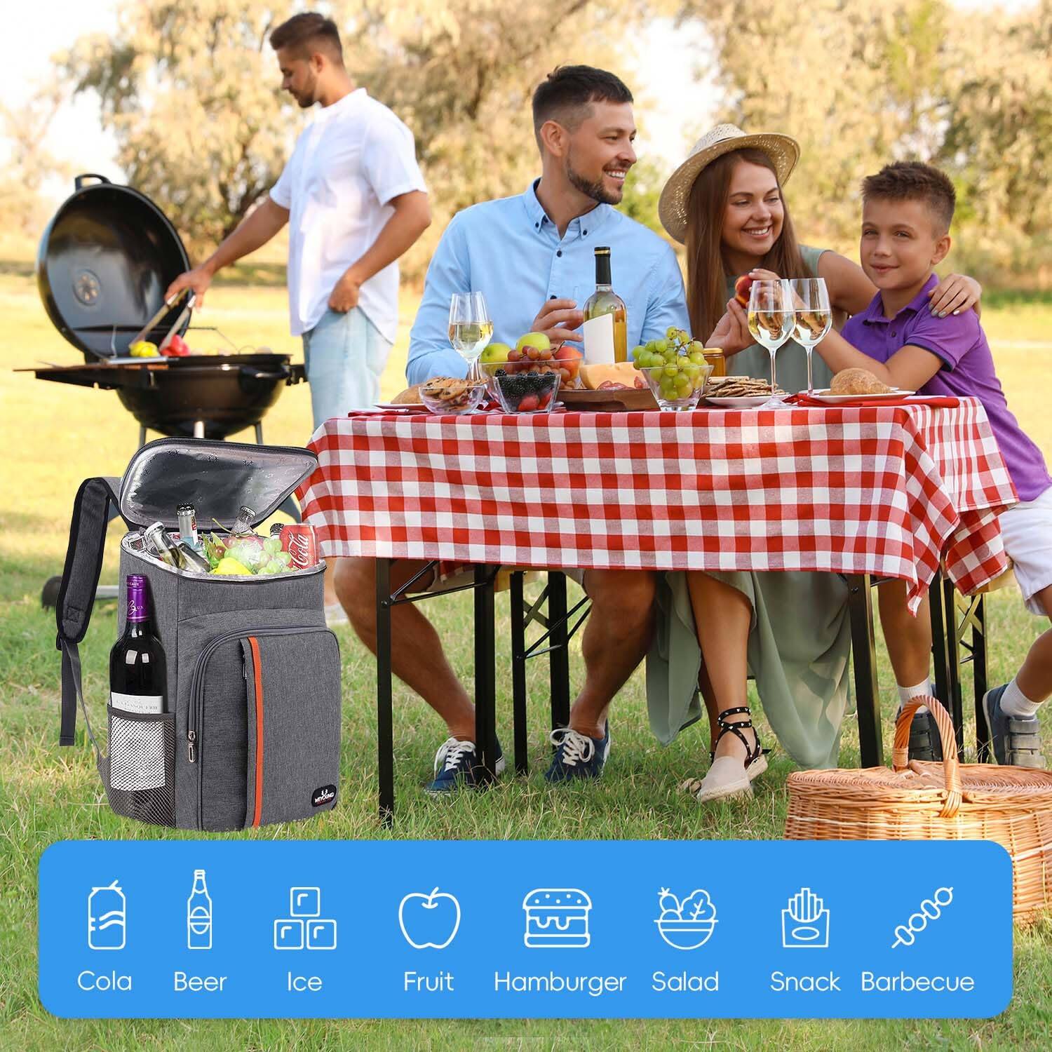 Alt View 4. Live At Space - Camping Cooler Backpack 25 Cans  Leak Proof Insulated Thermal Bag Beach Travel Picnic Lunch For Men Women - 1-grey.