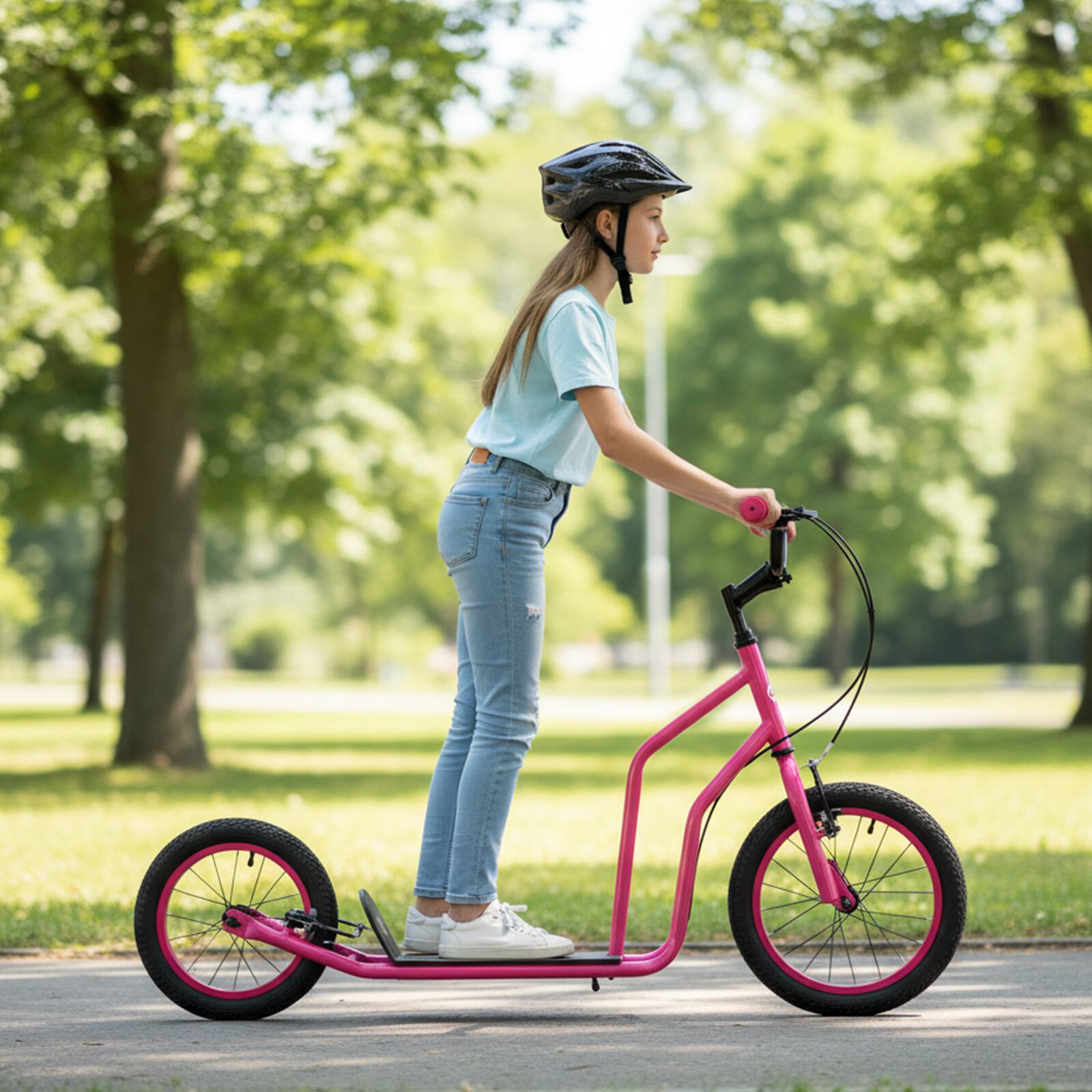 Alt View 1. Costway - Costway Youth Scooter Kick Scooter with Adjustable Handlebar Dual Brakes for Teens - Pink.