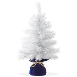 Casafield - 2-ft Pre-Lit Artificial Mini Tabletop Christmas Tree with Cloth Base - White White Lights