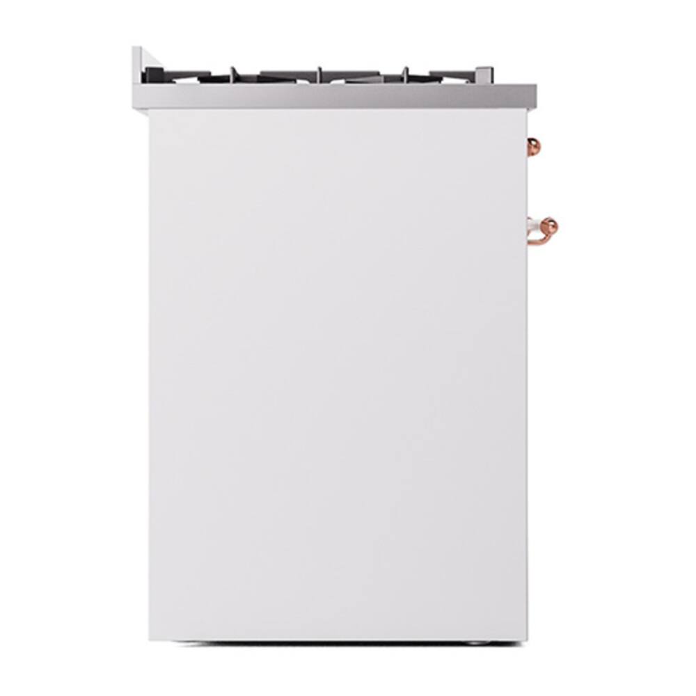 Alt View 9. ILVE - ILVE Nostalgie II 30 inch Dual Fuel Range with 5 Burners (Liquid Propane, White, Copper Trim) - White.