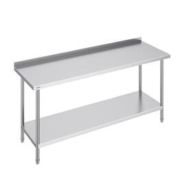 VEVOR - 24 x 72 x 36 Inch Stainless Steel Work Table, Heavy Duty Food Prep Worktable, Metal Work Table with Adjustable Height - Silver