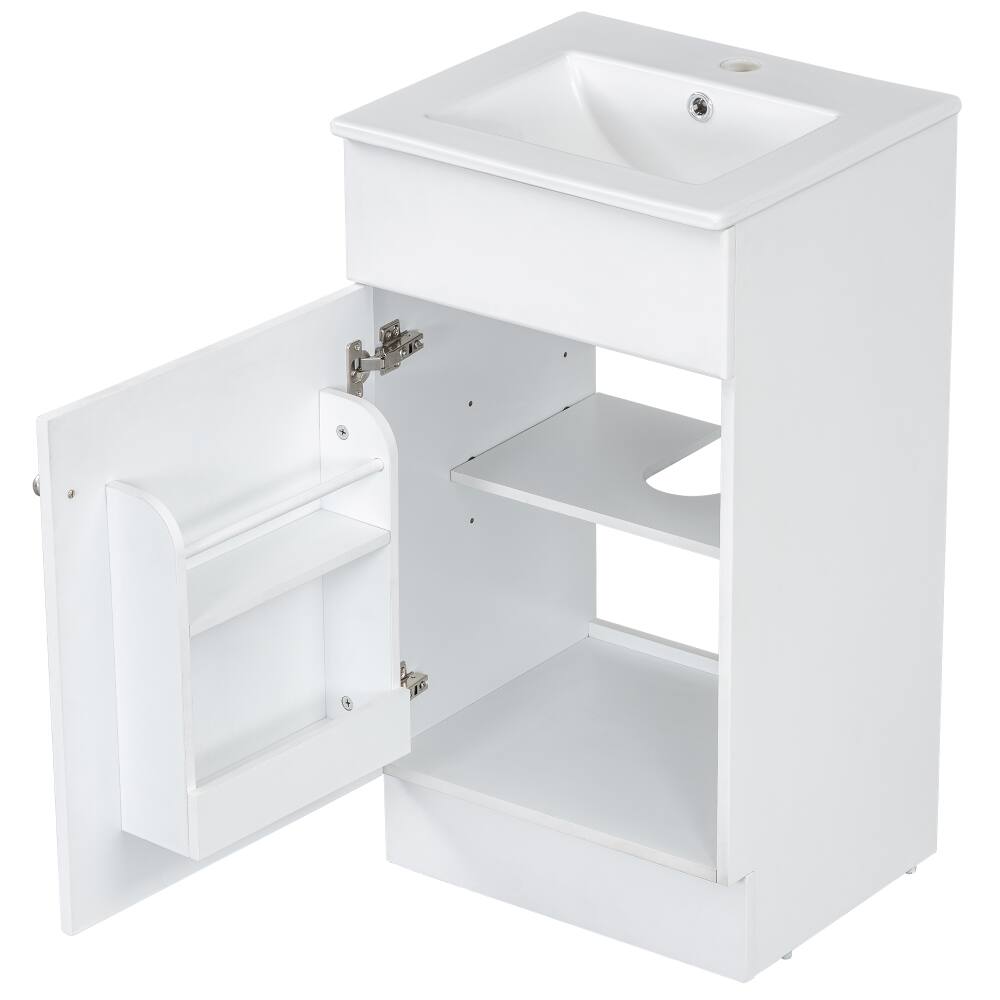 Alt View 10. Loheer - Loheer 18 inch bathroom vanity with sink White Freestanding Cabinet - White.