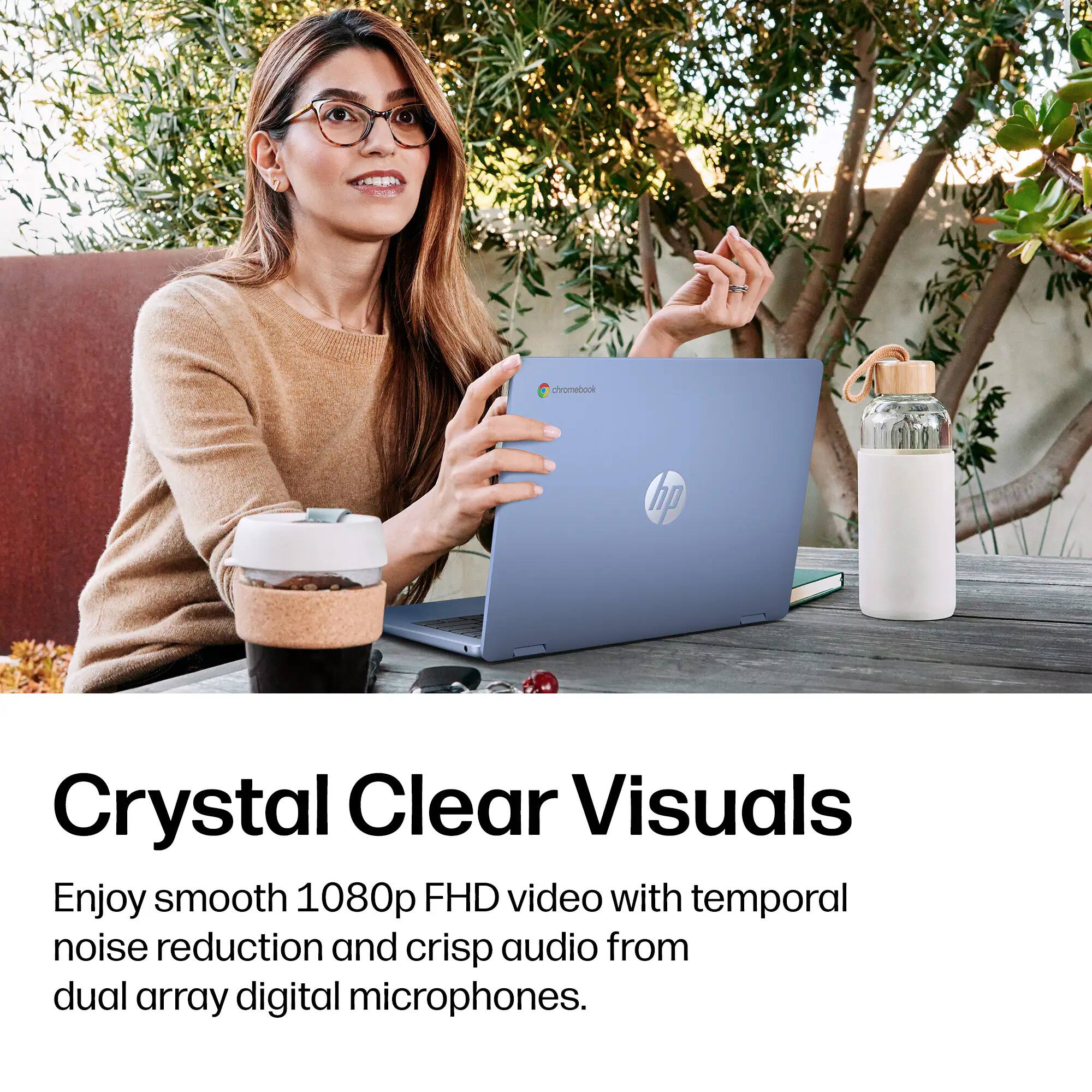 chromebook hp

Crystal Clear Visuals

Enjoy smooth 1080p FHD video with temporal noise reduction and crisp audio from dual array digital microphones.