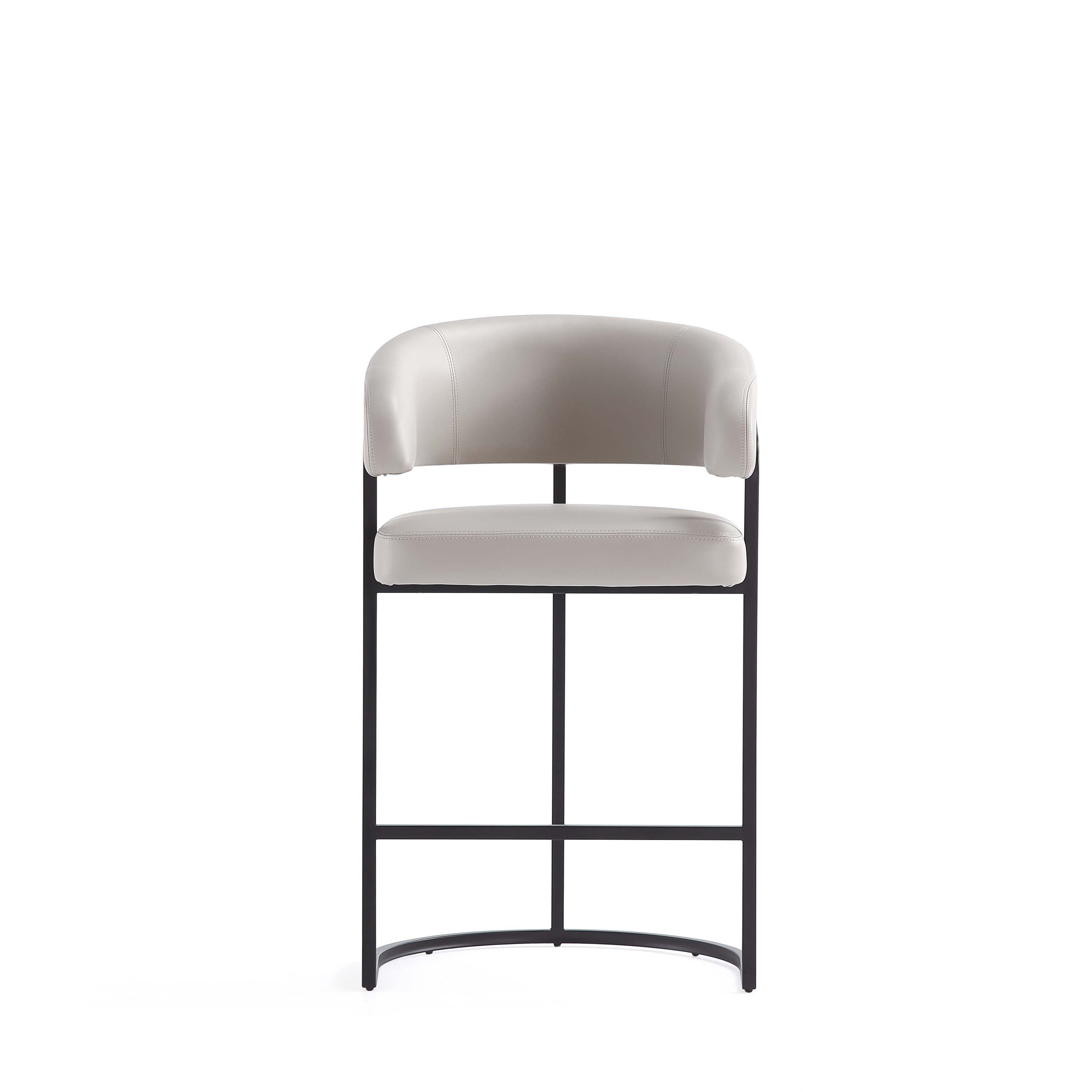 Alt View 2. Manhattan Comfort - Augusta Modern Metal Upholstered Counter Stool - Set of 3 - Light Gray.