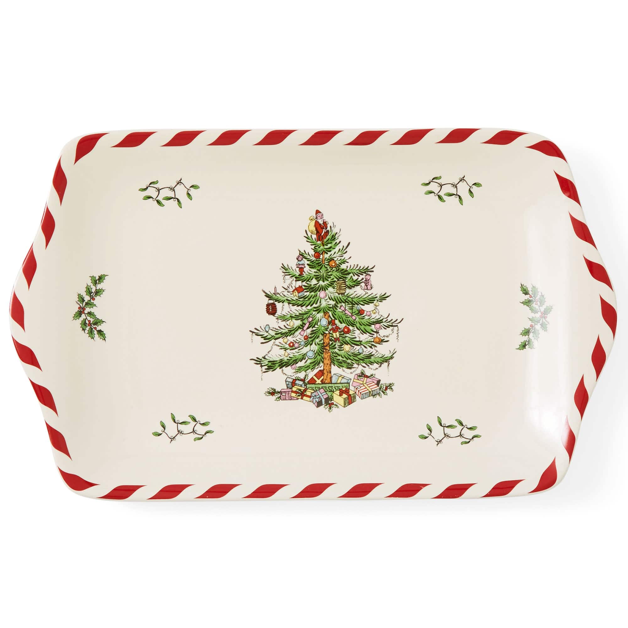 Spode - Christmas Tree Peppermint Dessert Tray - Multicolored