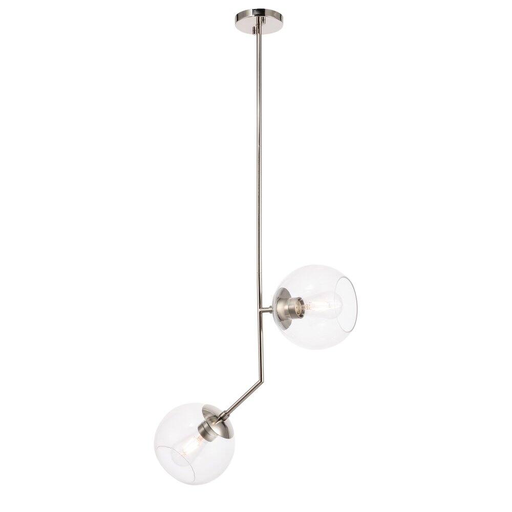 Alt View 7. Living District - Ryland 2 Light Chrome And Clear Glass Pendant - Chrome And Clear Glass.