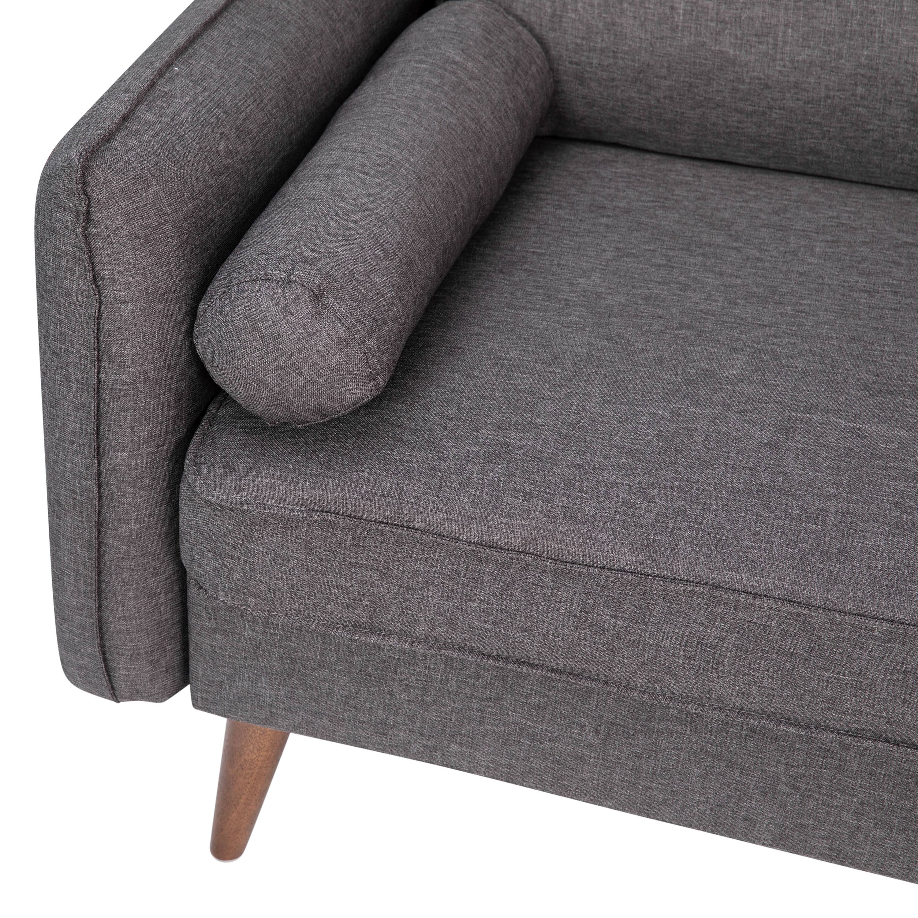 Alt View 10. Emma + Oliver - Carthage Upholstered Mid-Century Modern Pocket Spring Sofa with Wooden Legs and Removable Back Cushions - Stone Gray.