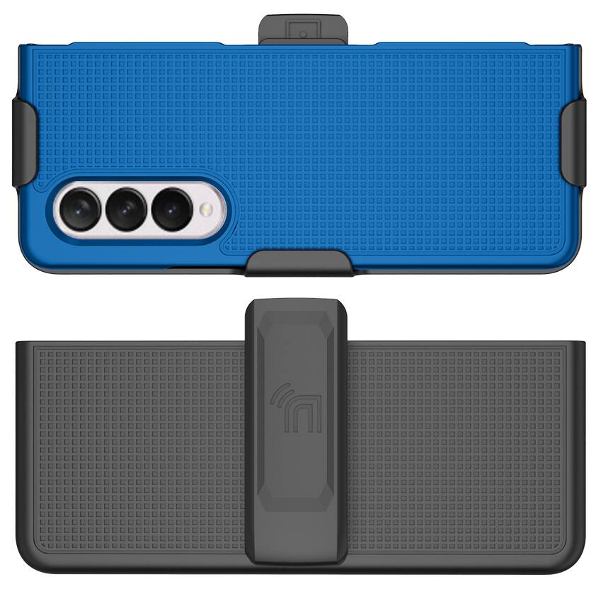 Alt View 8. Nakedcellphone - Slim Case and Belt Clip Holster Combo for Samsung Galaxy Z Fold 3 (SM-F926, 2021) - Blue.