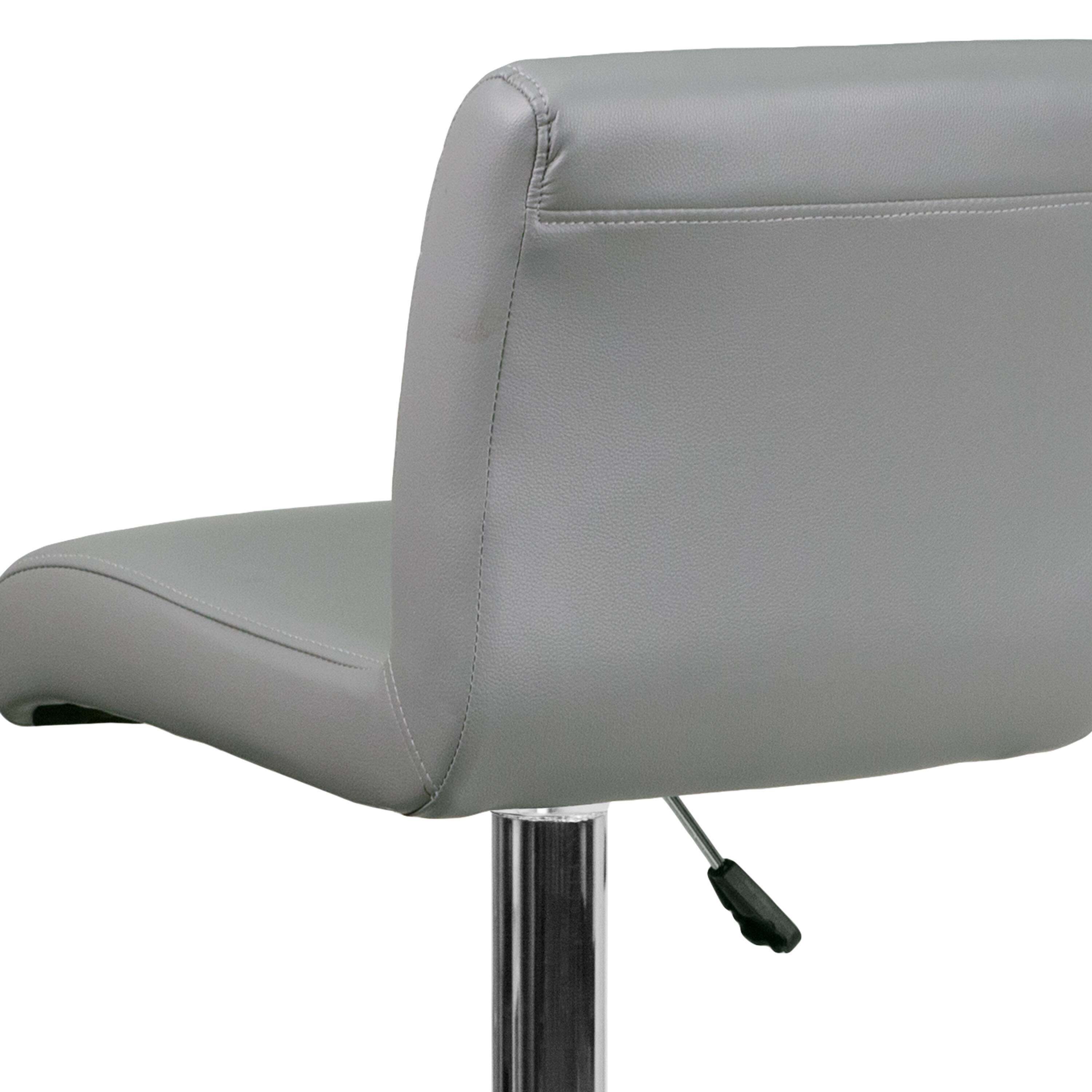 Alt View 9. Emma + Oliver - Swivel Rolled Seat Adjustable Height Barstool with Chrome Base - Gray.