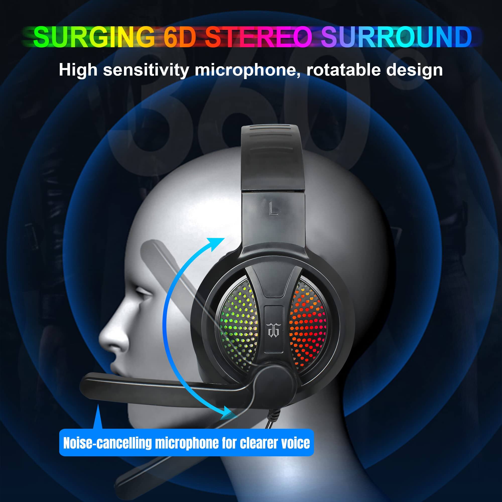 SURGING 6D STEREO SURROUND  
High sensitivity microphone, rotatable design  
Noise-cancelling microphone for clearer voice