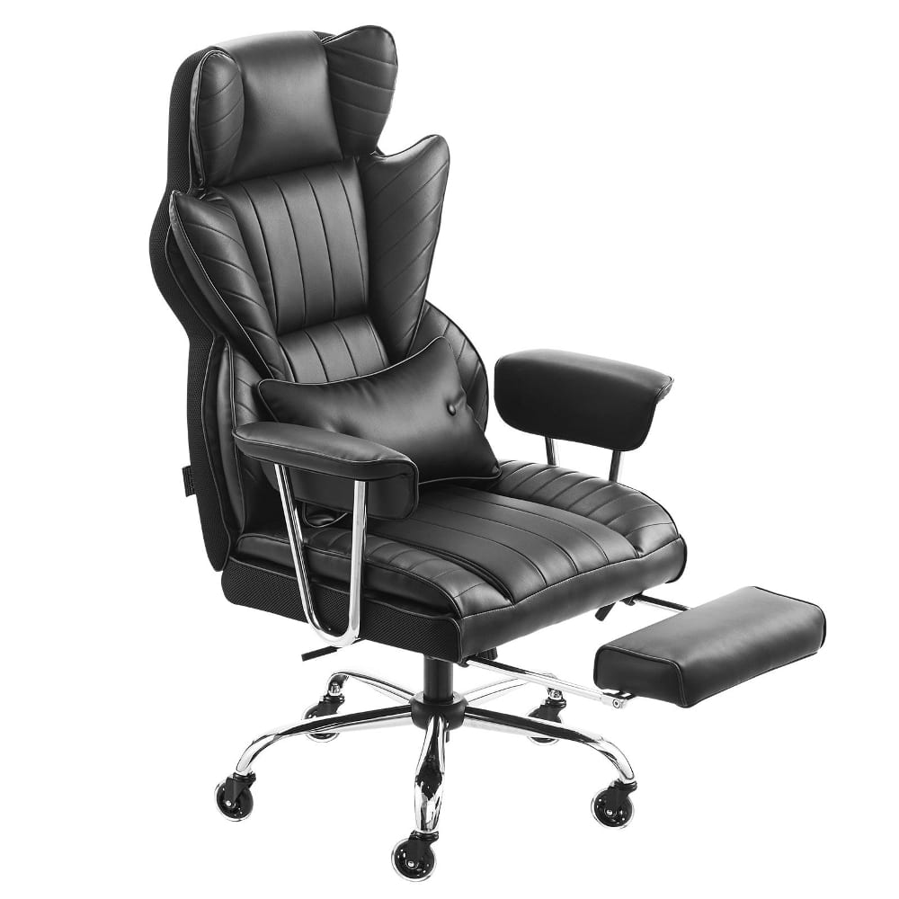 Loheer - Executive Office Chair Heavy Duty 400lb Ergonomic Reclining Desk Chair with Footrest Lumbar Pillow - Black price history on PriceWatchPro