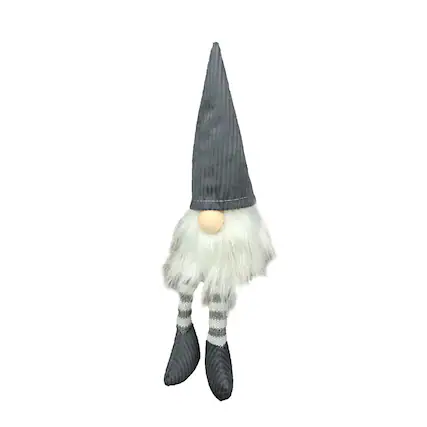 Front. PD Home & Garden - Small Polyester Garden Gnome Shelf Sitter Home Decor Plush Decoration Ornament - Grey.