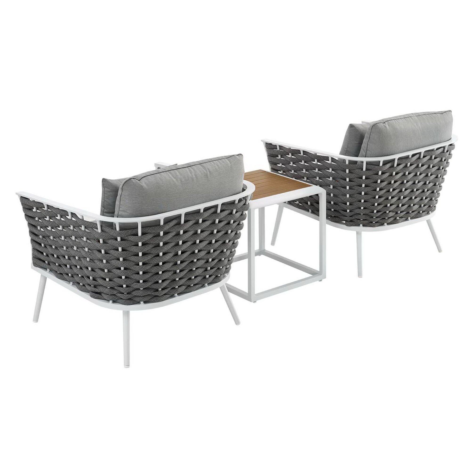 Angle. Modway - Stance 3-Piece Outdoor Patio Seating Set - White Gray.