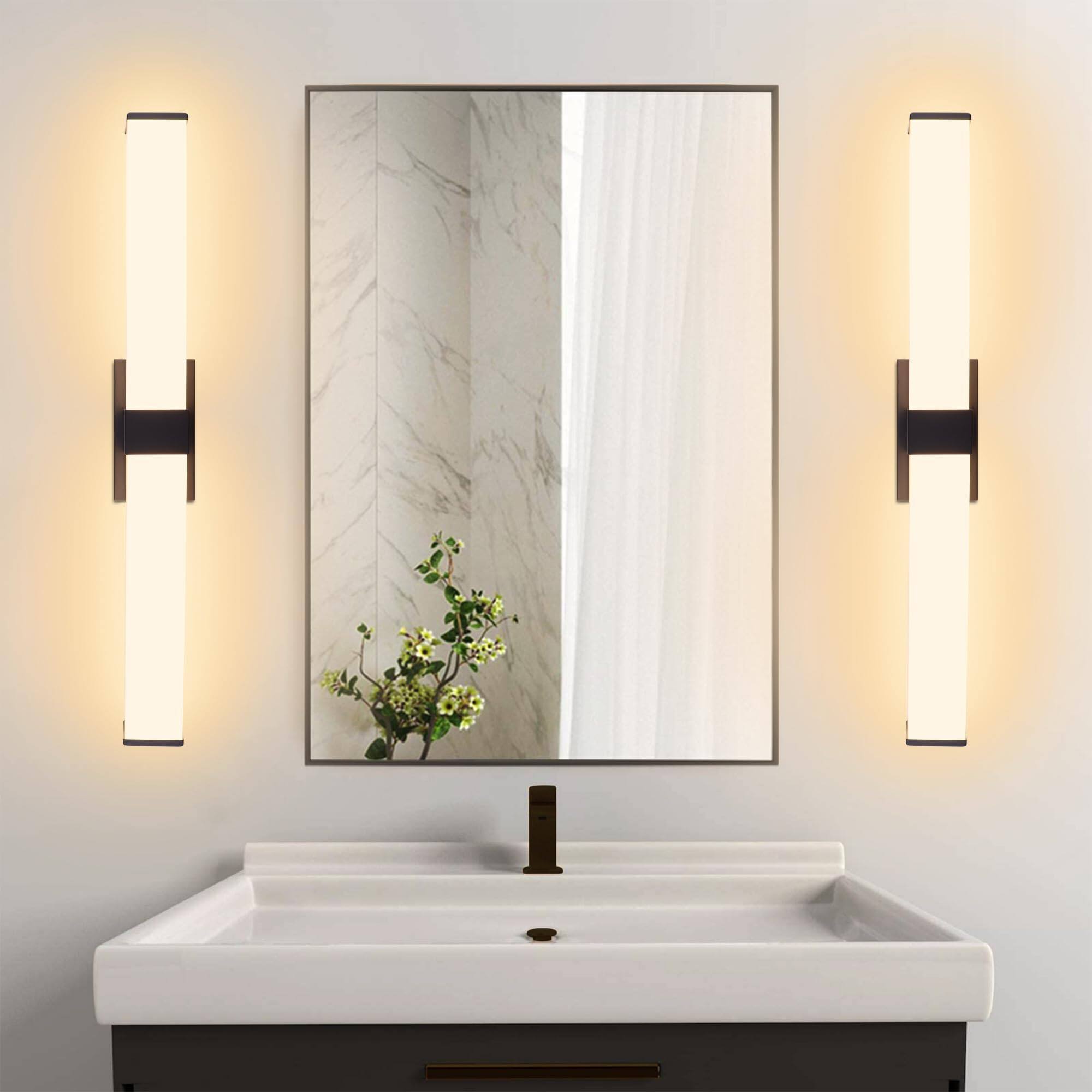 Left. Comfort Essence - n Modern Wall Sconces Dimmable Bathroom Vanity Lights k Warm Led Indoor Lighting For Stairs Living Room Bed - Gold 16 INCH-Rectangle.