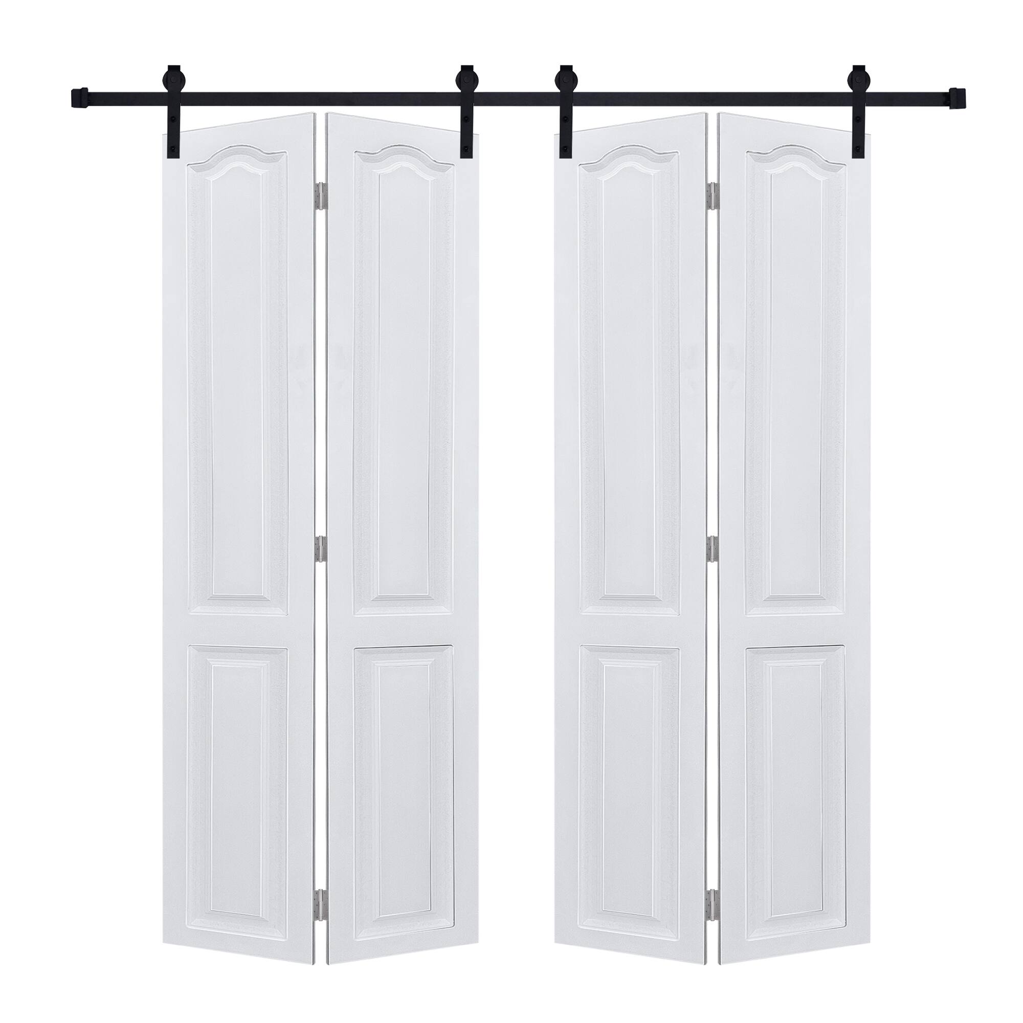 Front. Boyel Living - Milk White Interior Barn Door 30-in L x 0.75-in W x 84-in H with Matching Installation Hardware - Milk White.