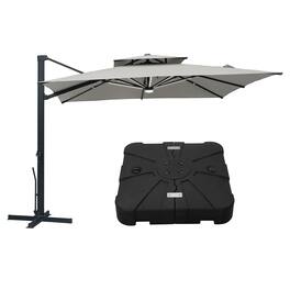Mondawe - 10x10ft Cantilever Patio Lighted Umbrella with DIY Drape Hook and Base - Gray