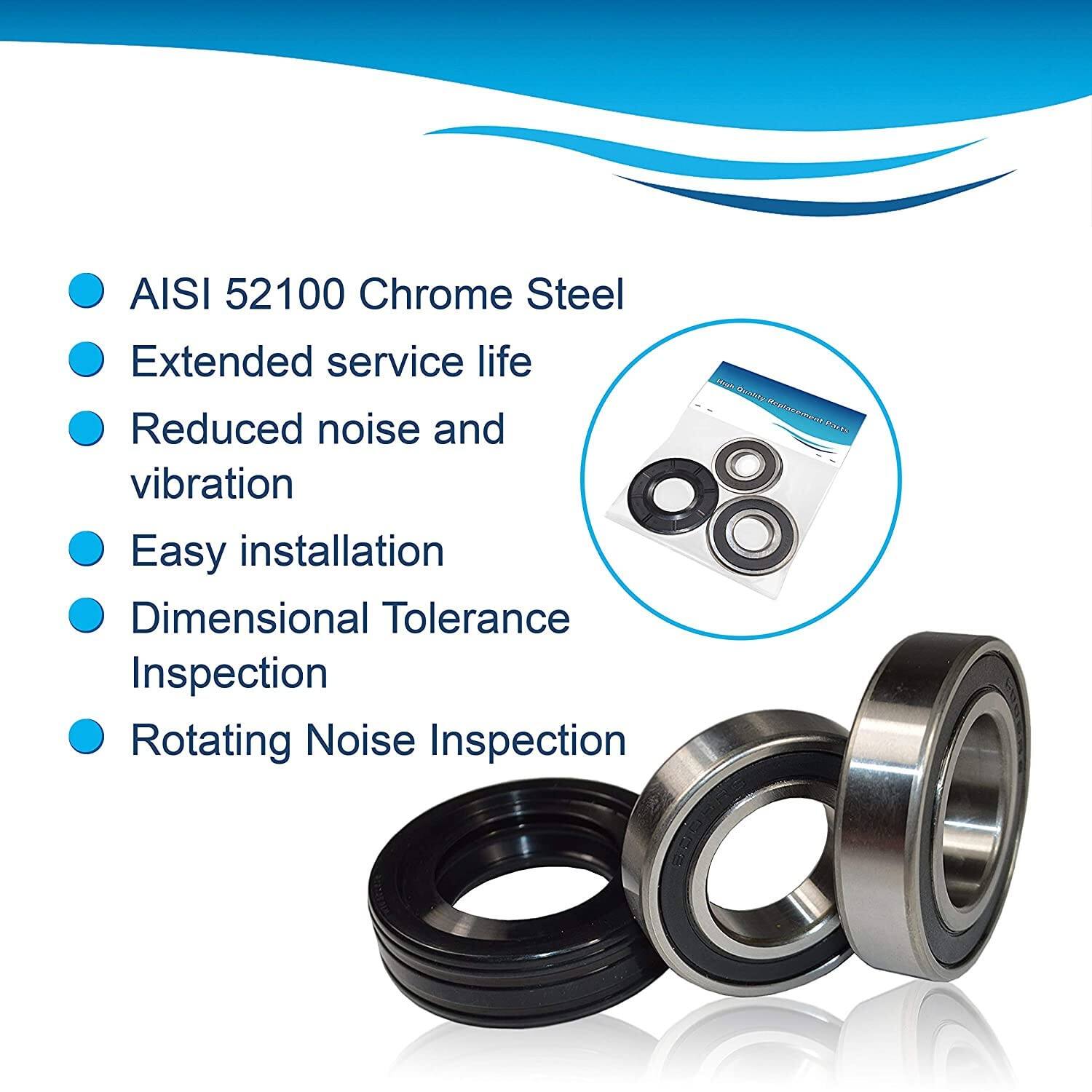 AISI 52100 Chrome Steel  
Extended service life  
Reduced noise and vibration  
Easy installation  
Dimensional Tolerance Inspection  
Rotating Noise Inspection