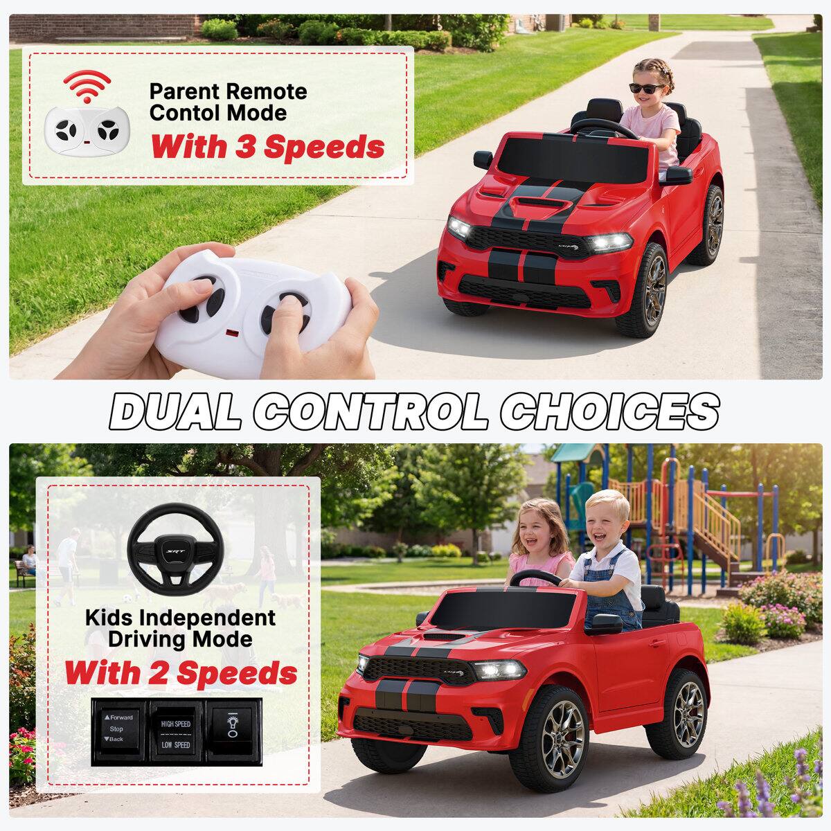 Parent Remote Control Mode With 3 Speeds

DUAL CONTROL CHOICES

Kids Independent Driving Mode With 2 Speeds

A Forward Stop

SPEED

Vitack

LOW SPEED