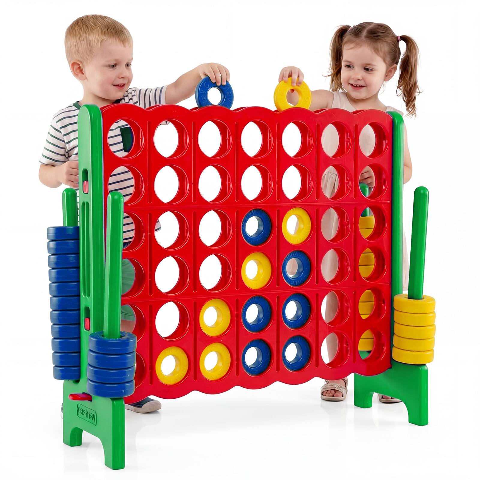 Alt View 9. Costway - Costway Jumbo 4-to-Score 4 in A Row Giant Game Set Adults Kids Family Fun Indoor Outdoor - Green + Red.