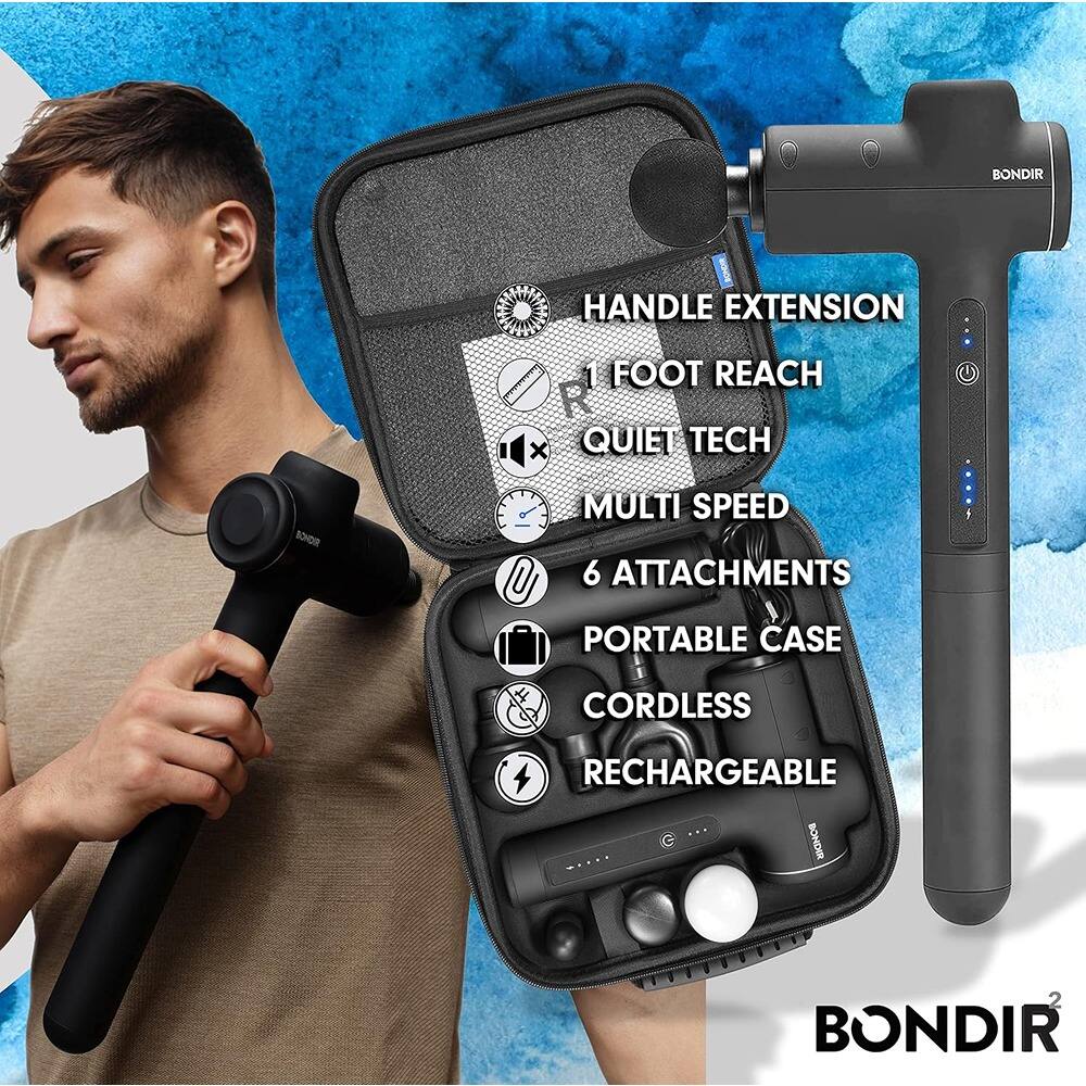 BONDIR HANDLE EXTENSION 1 FOOT REACH QUIET TECH MULTI SPEED 6 ATTACHMENTS PORTABLE CASE CORDLESS RECHARGEABLE