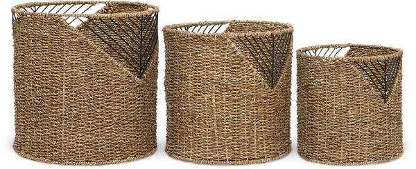 Angle. Adore Decor - Adore Decor Shoshana Woven Basket, Set of 3, Natural - Natural.
