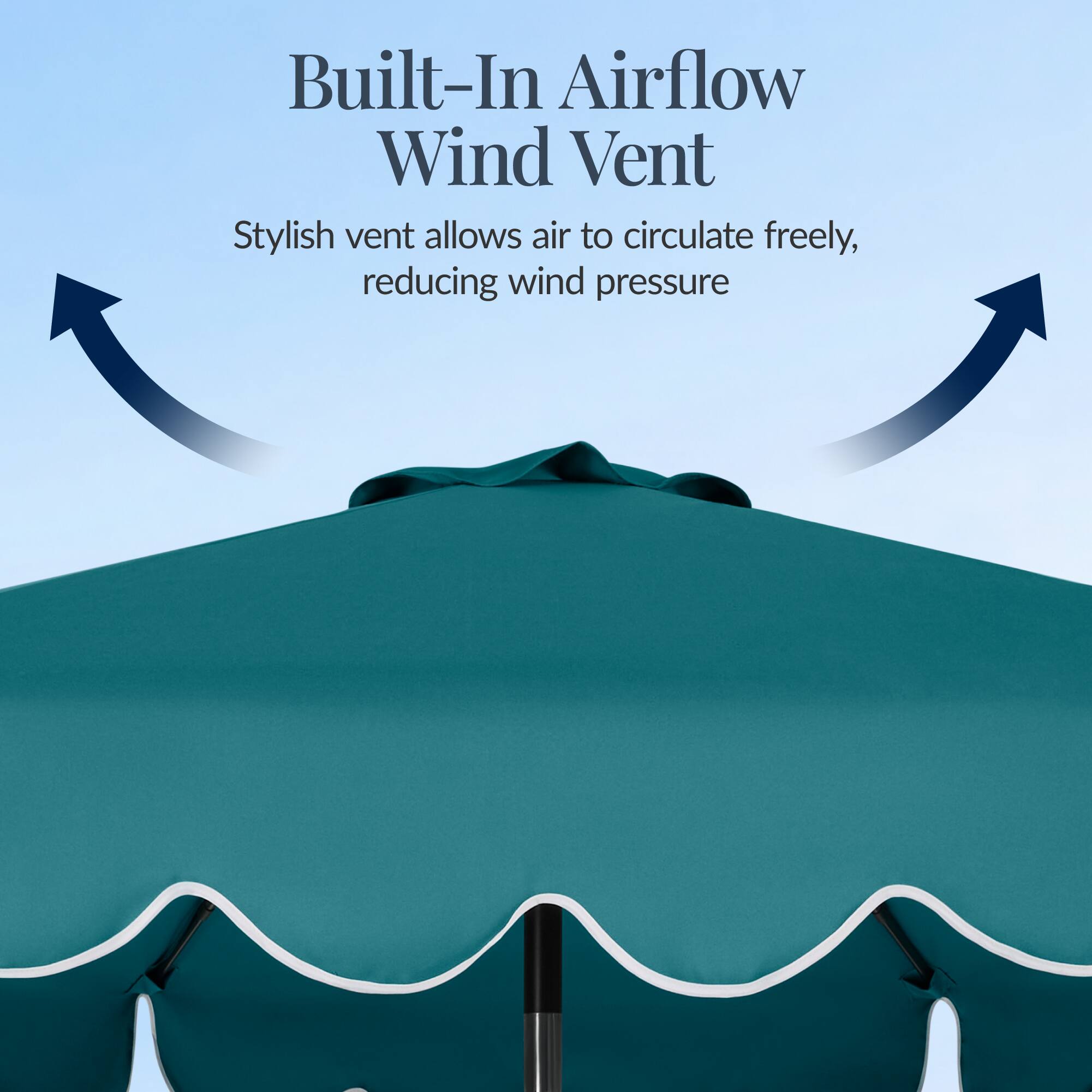 Built-In Airflow Wind Vent

Stylish vent allows air to circulate freely, reducing wind pressure