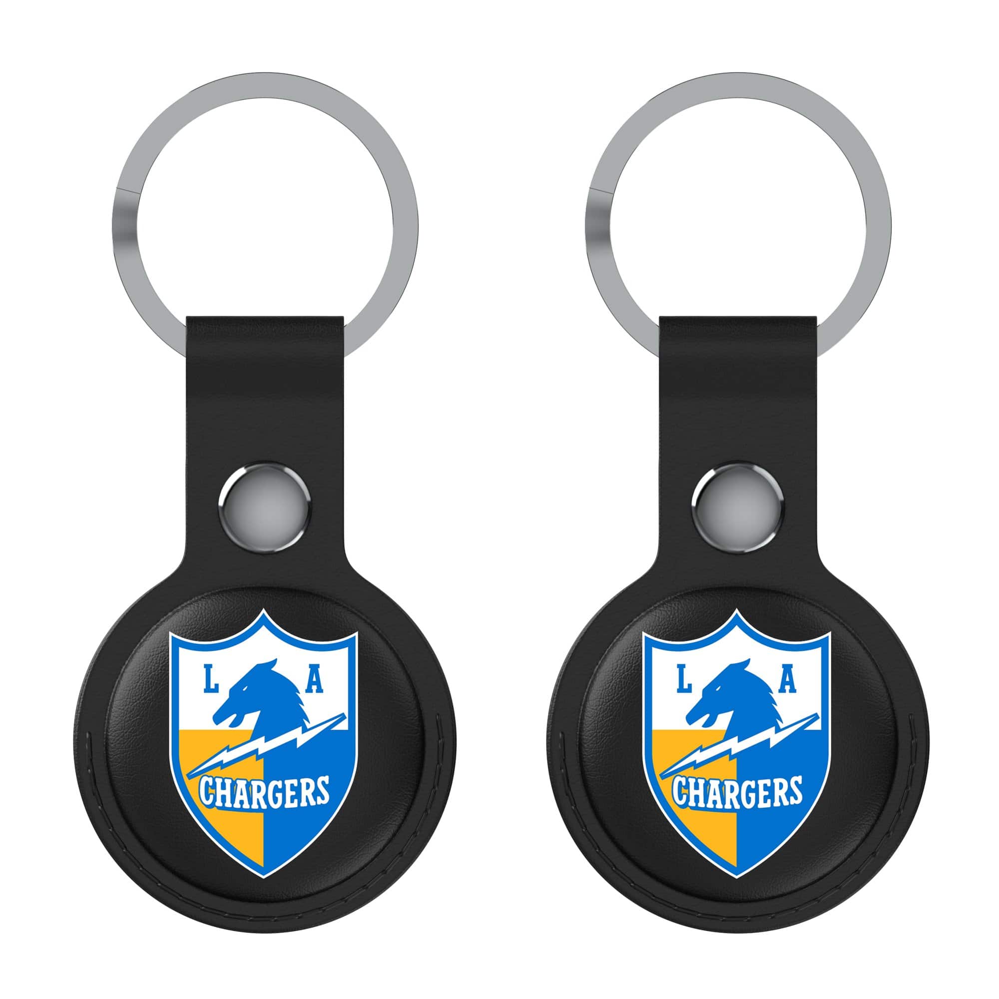 Keyscaper - Los Angeles Chargers Leatherette AirTag Holder 2-Pack - No Size - Black