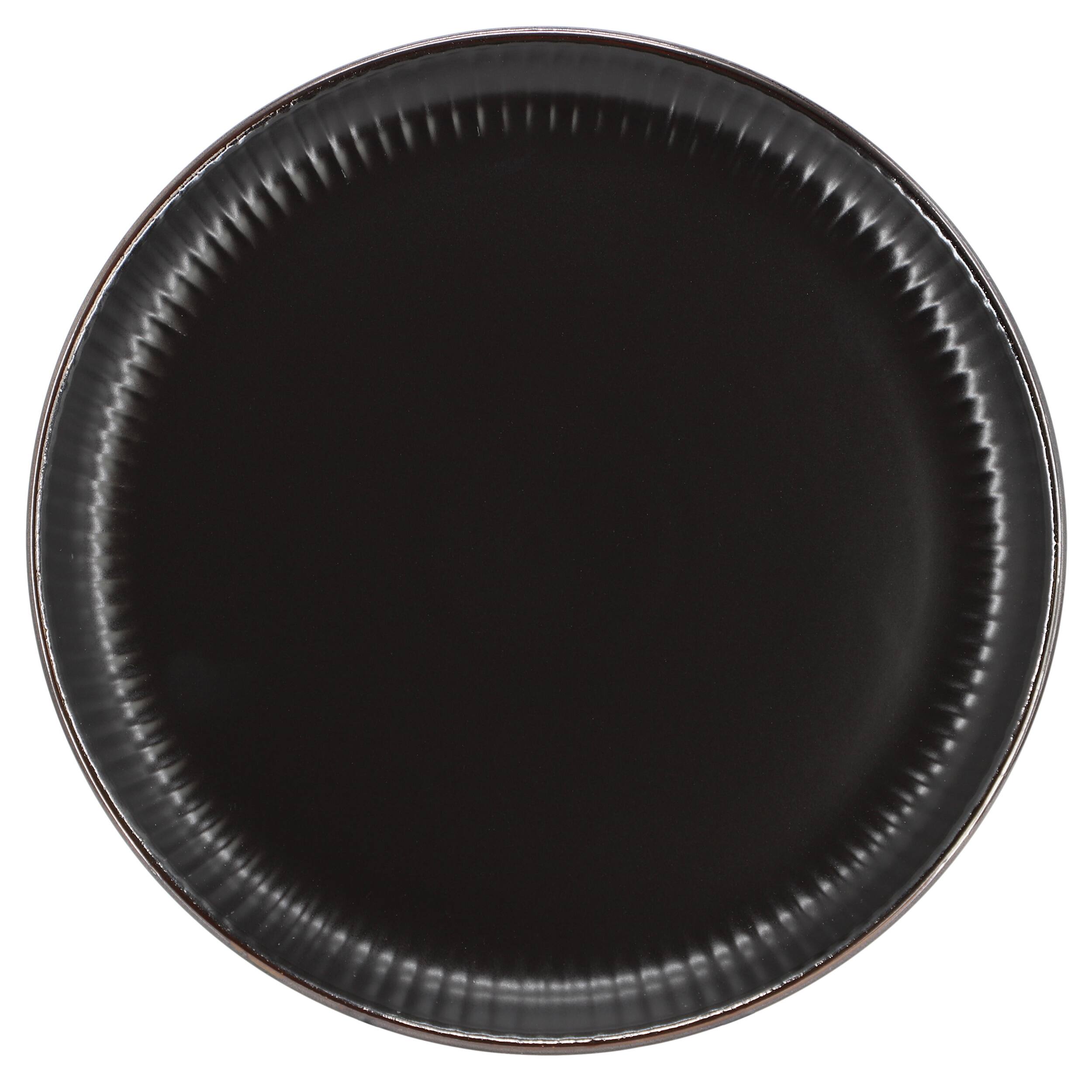 Alt View 2. Elama - Elama Leo 16 Piece Stoneware Dinnerware Set In Black - Black.