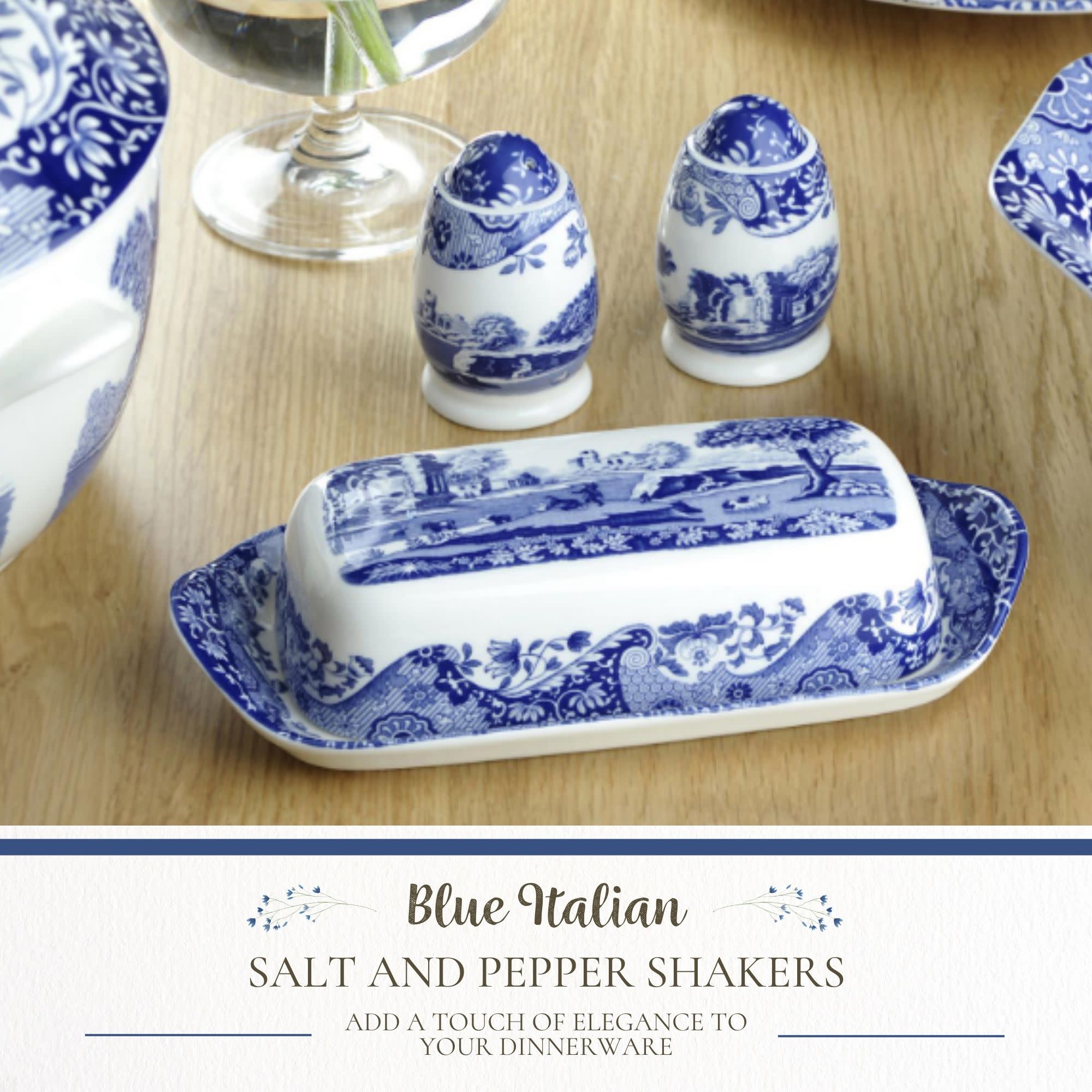 Blue Italian SALT AND PEPPER SHAKERS ADD A TOUCH OF ELEGANCE TO YOUR DINNERWARE