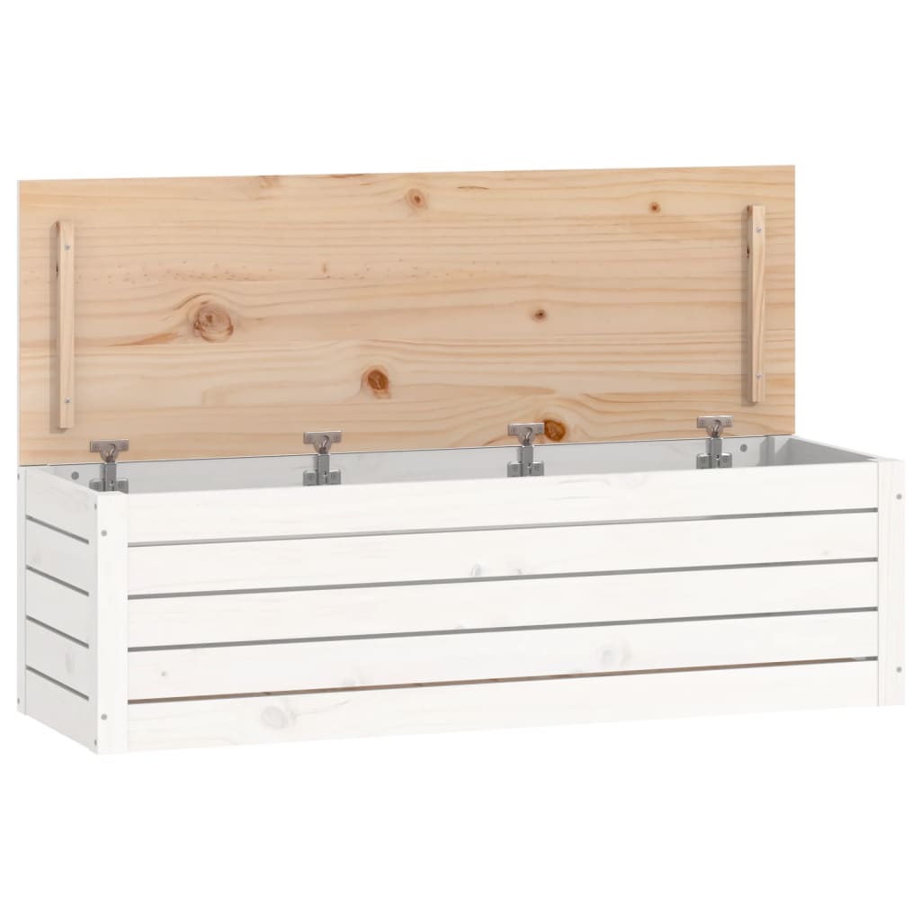 Alt View 1. Boyel Living - 43 in.W Solid Pine Wood Storage Box Rustic Style Indoor Outdoor Ample Storage in White - White.