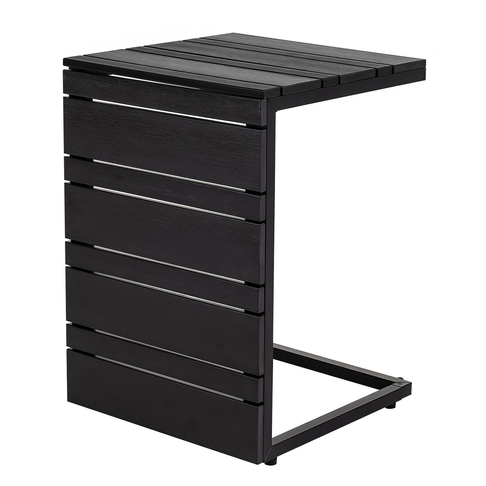 Alt View 9. Gymax - Gymax C-Shaped Side Table w/Wood Plastic Tabletop Compact Space-Saving End Table Black - Black.