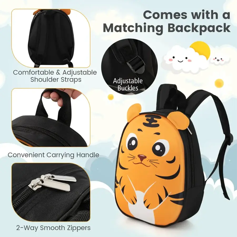 Comes with a matching backpack that features comfortable and adjustable shoulder straps, adjustable buckles, and a convenient carrying handle. The backpack also has 2-way smooth zippers.
