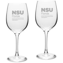 Jardine - Nova Southeastern Sharks 16oz. 2-Piece Traditional White Wine Glass Set - Multicolor