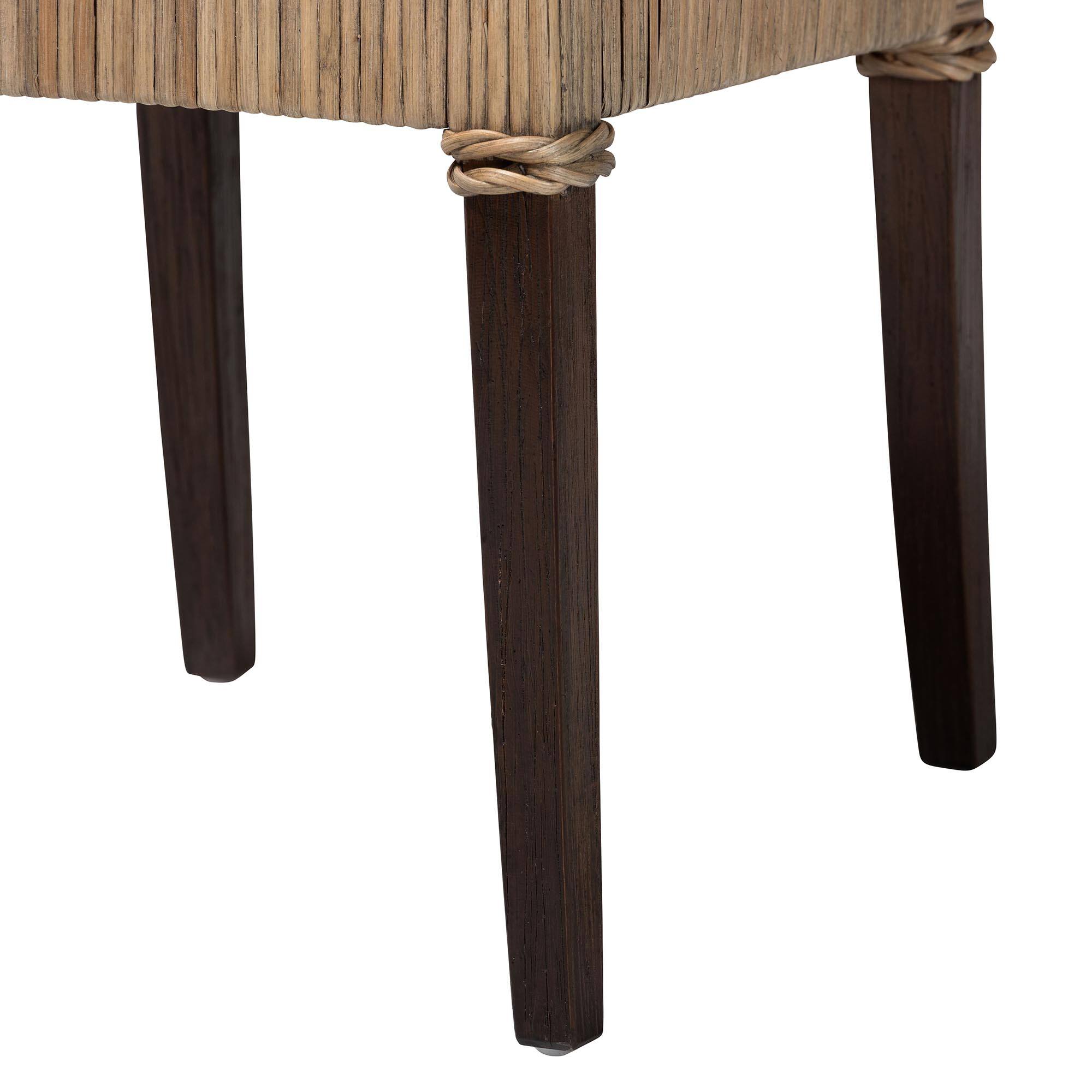 Alt View 2. bali & pari - Fatima Natural Rattan Dining Chair with Cushion – Handwoven Wicker Side Chair with Basketweave Back and Seat - Grey Taupe/Black.