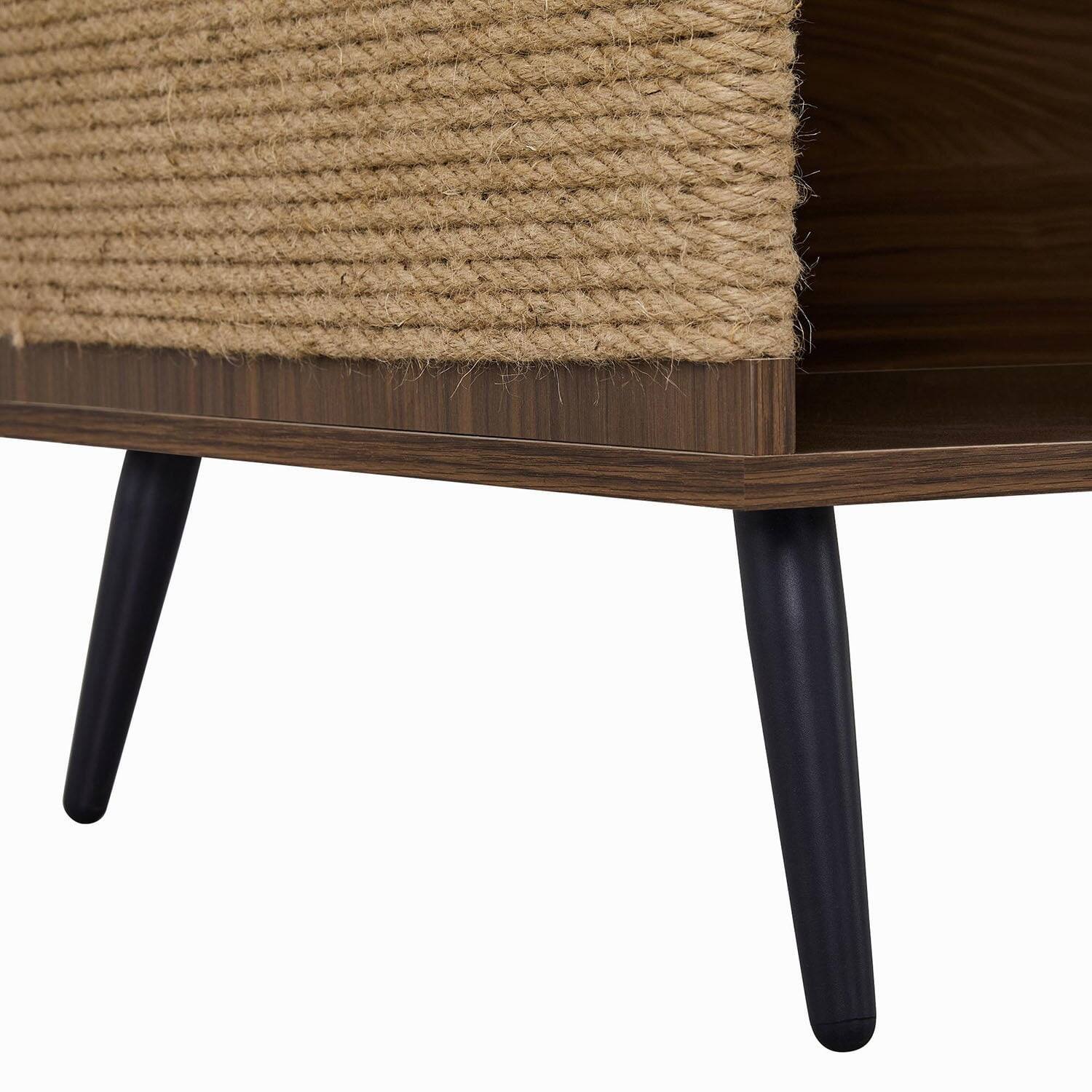 Back. Pefilos - 53" Modern Cat Litter Box Enclosure Furniture with Spring-Loaded Door and Sisal Cat Scatcher, Multi-Functional Cat House.