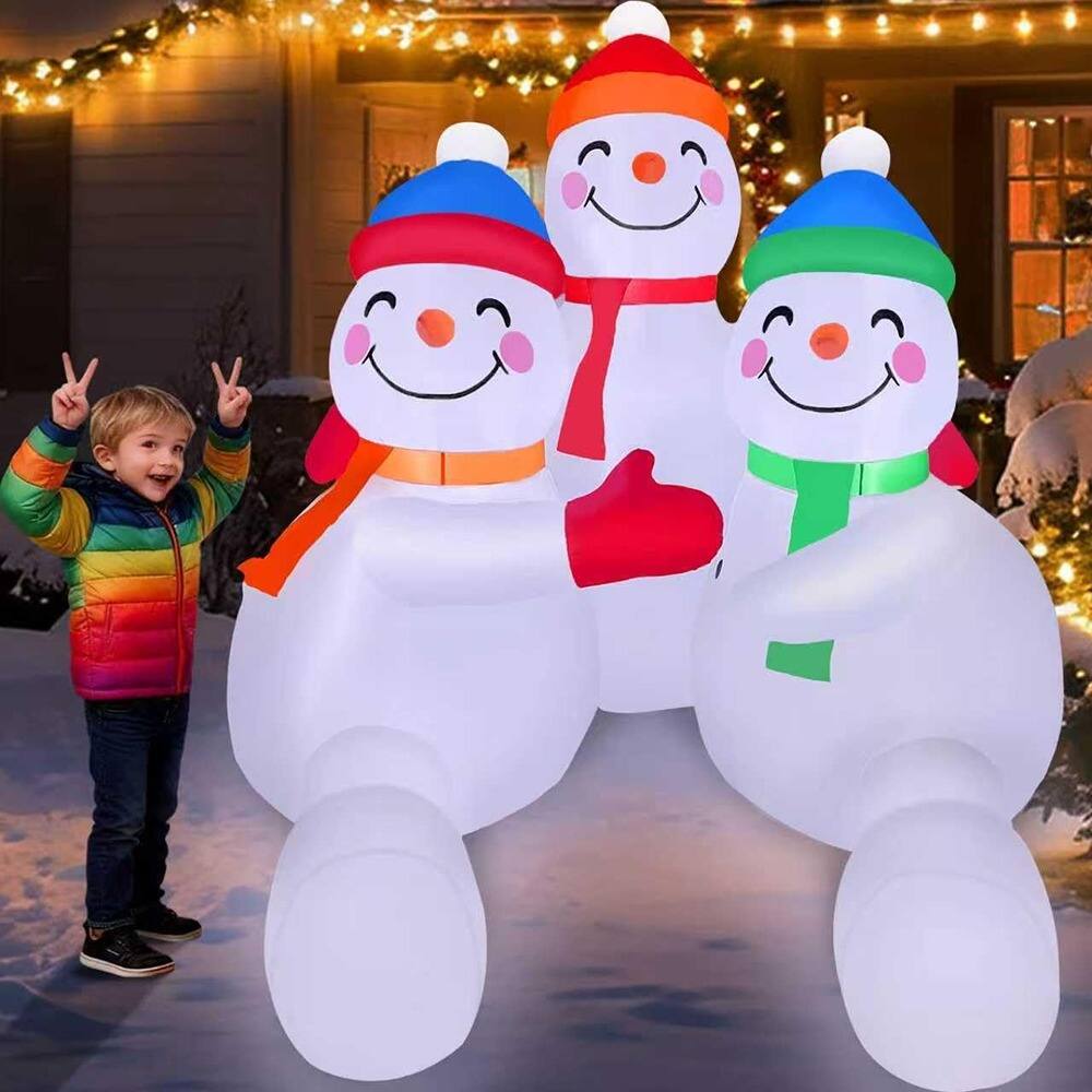 Front. PARKER SLATER - 6-Ft Inflatable Snowmen Hugging with LED Lights – Outdoor Christmas Yard Decor - White.