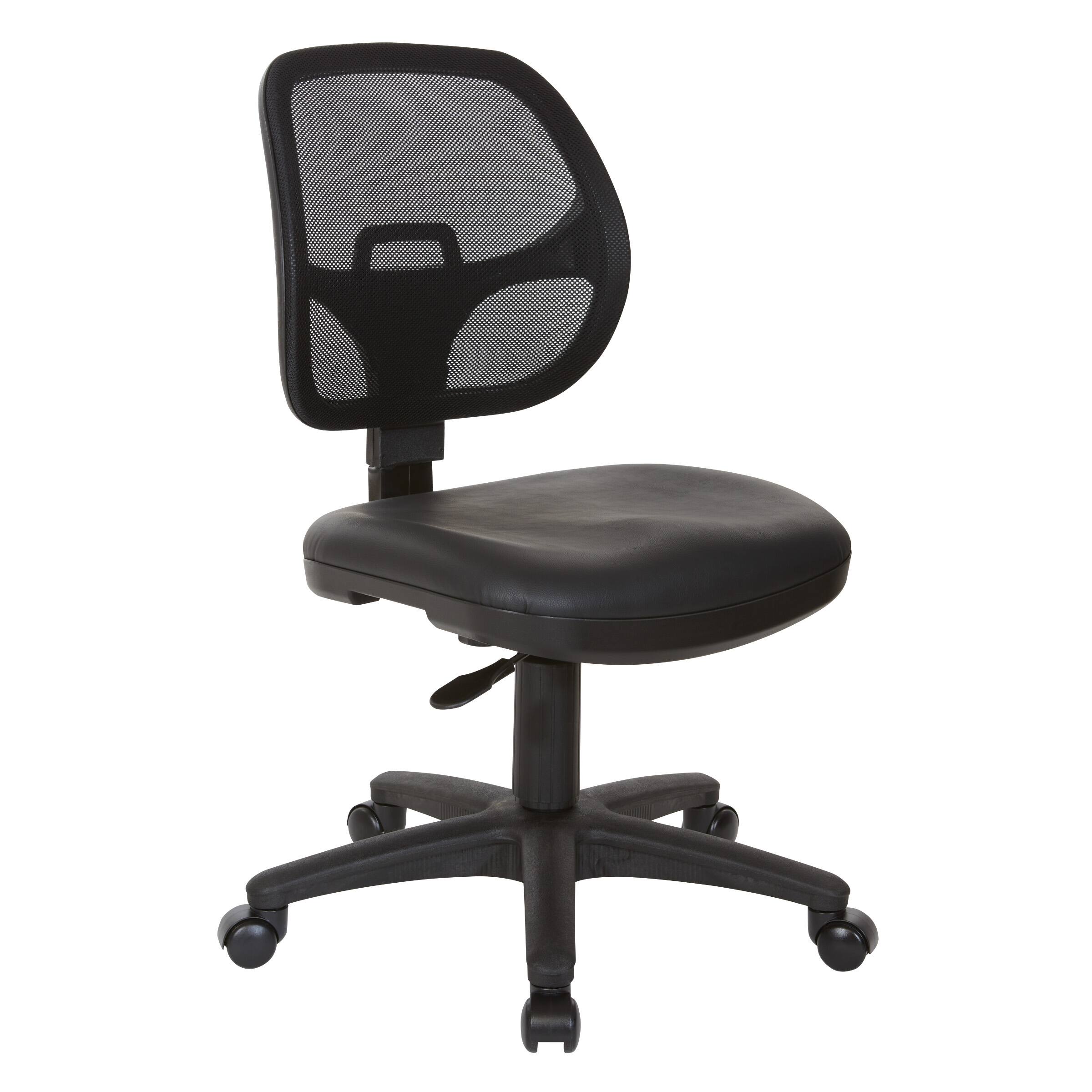 Angle. OSP Home Furnishings - Mesh Screen Back Task Chair with Vinyl Seat - Black.