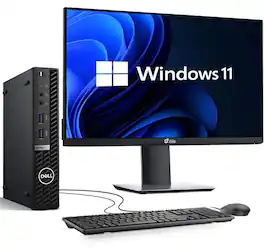 Dell - Refurbished Excellent - OptiPlex 7010 Tiny Computer Desktop PC | Intel Core i5-13th Gen | 16GB DDR5 RAM | 256GB | Used 24" LED | WiFi | Win11 - Black