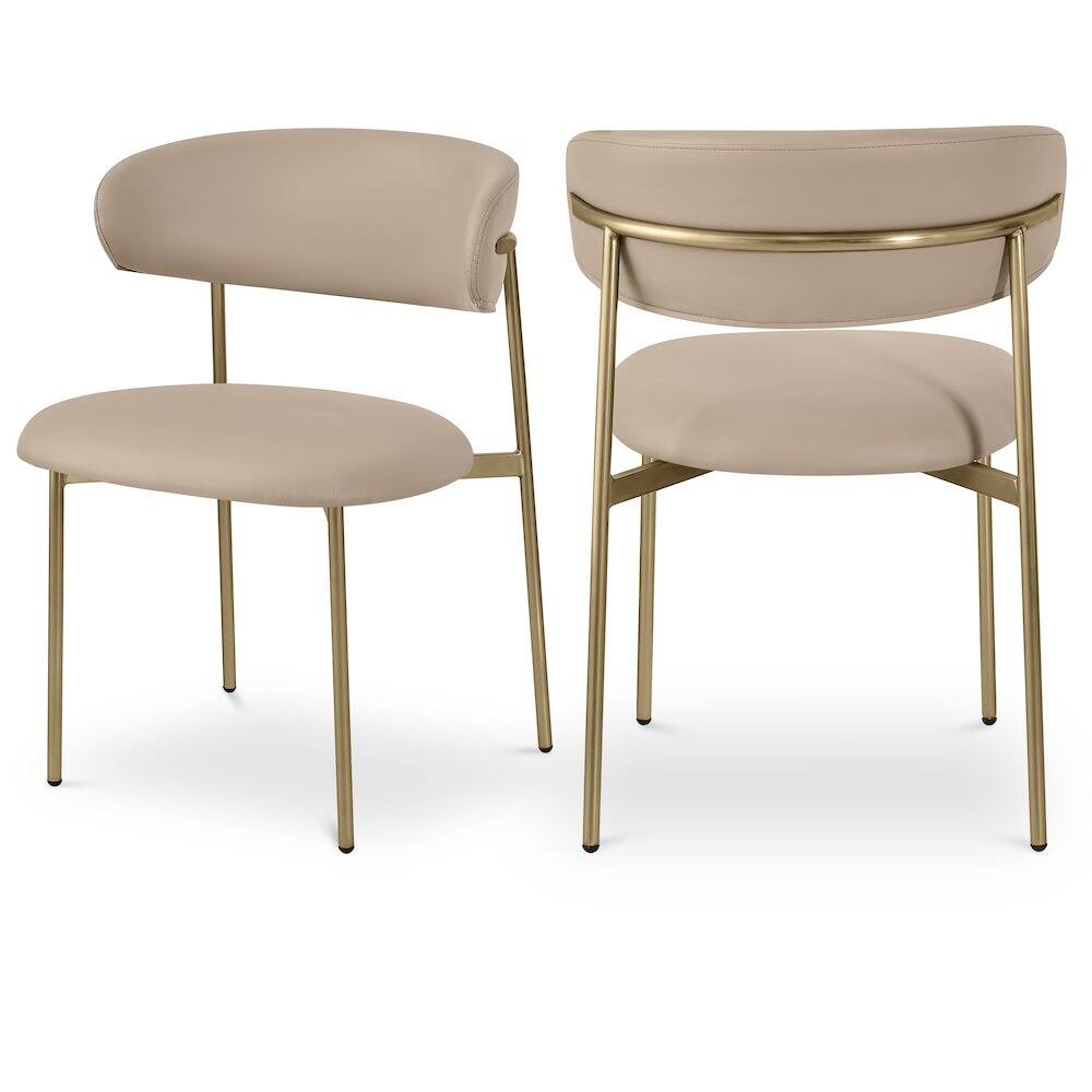 Front. Meridian Furniture - Lupita Taupe Vegan Leather Dining Chair, Set of 2 - Brown.