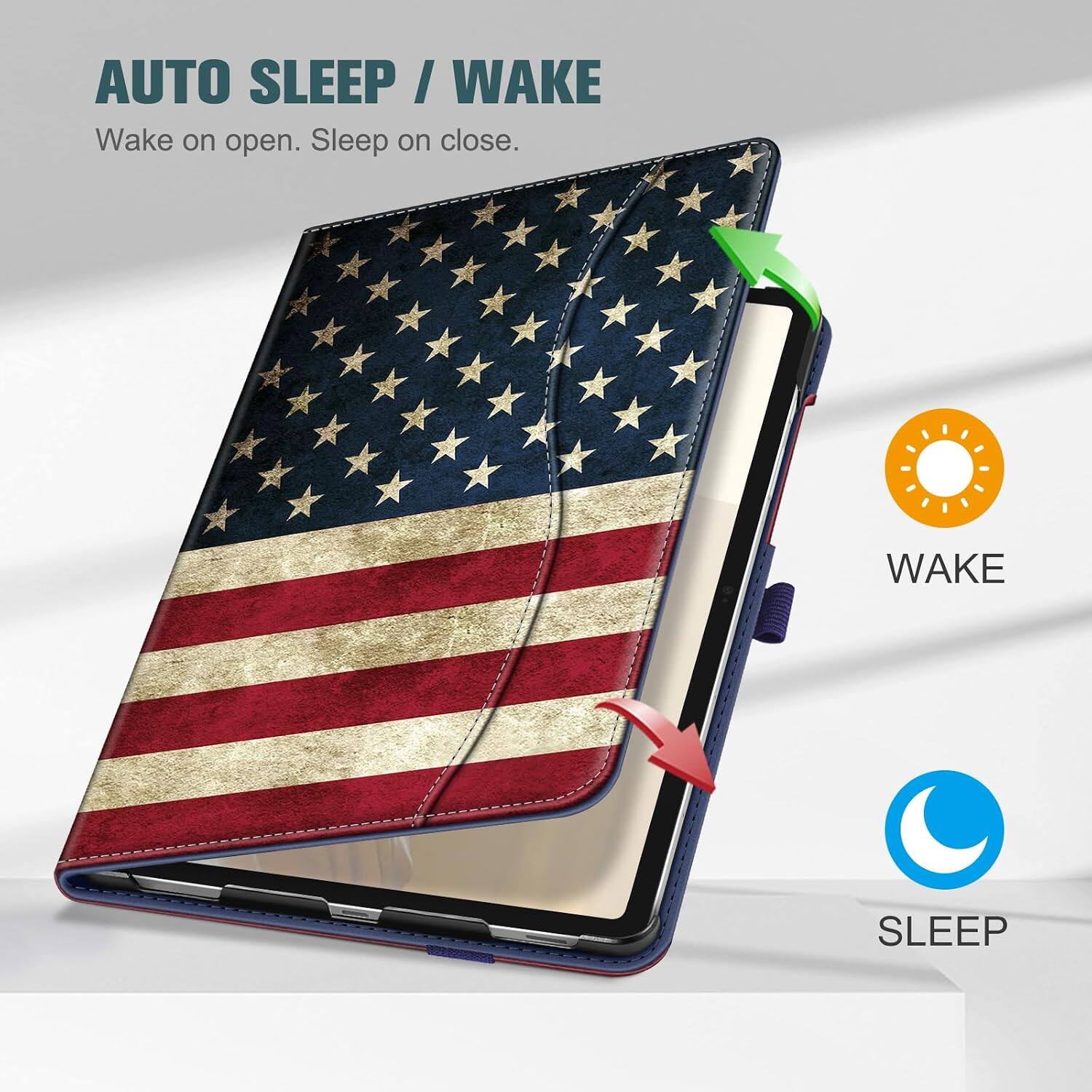 AUTO SLEEP / WAKE  
Wake on open. Sleep on close.  

WAKE  
SLEEP